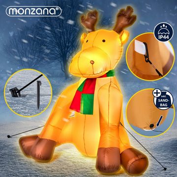 monzana Tierfigur, Aufblasbares Rentier 180cm LED Beleuchtet Befestigungsmaterial IP44