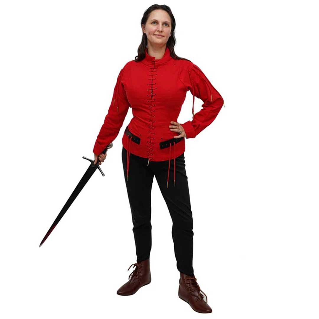Ritter-Kostüm Spätmittelalter Rüstwams Doublet Canvas mit Nesteln Rot Unisex 3XL