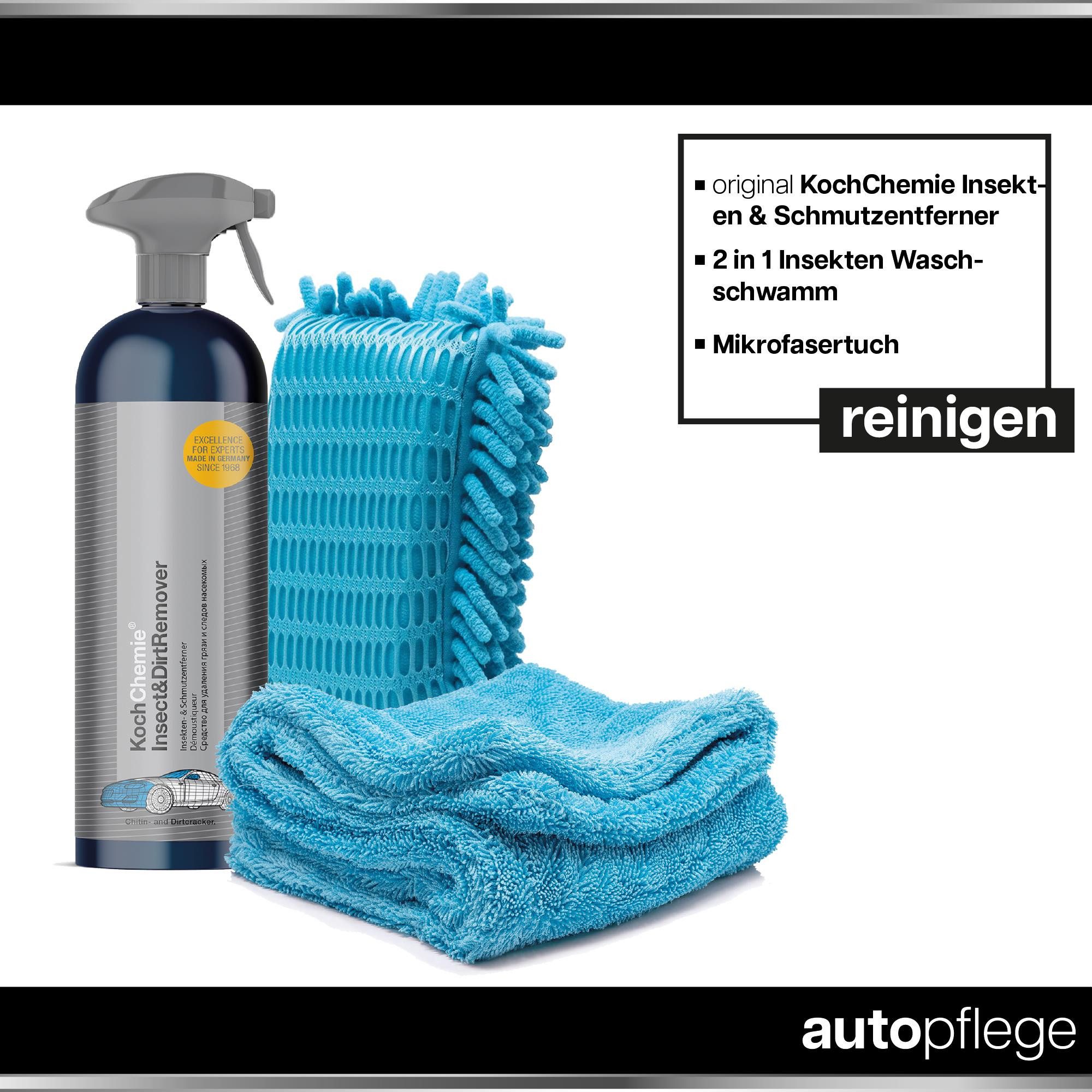 autopflege Koch Chemie Insect & Dirt Remover Reinigungs Set Insektenentferner (3-St. mit Insektenschwamm - mit Mikrofaser Trockentuch)