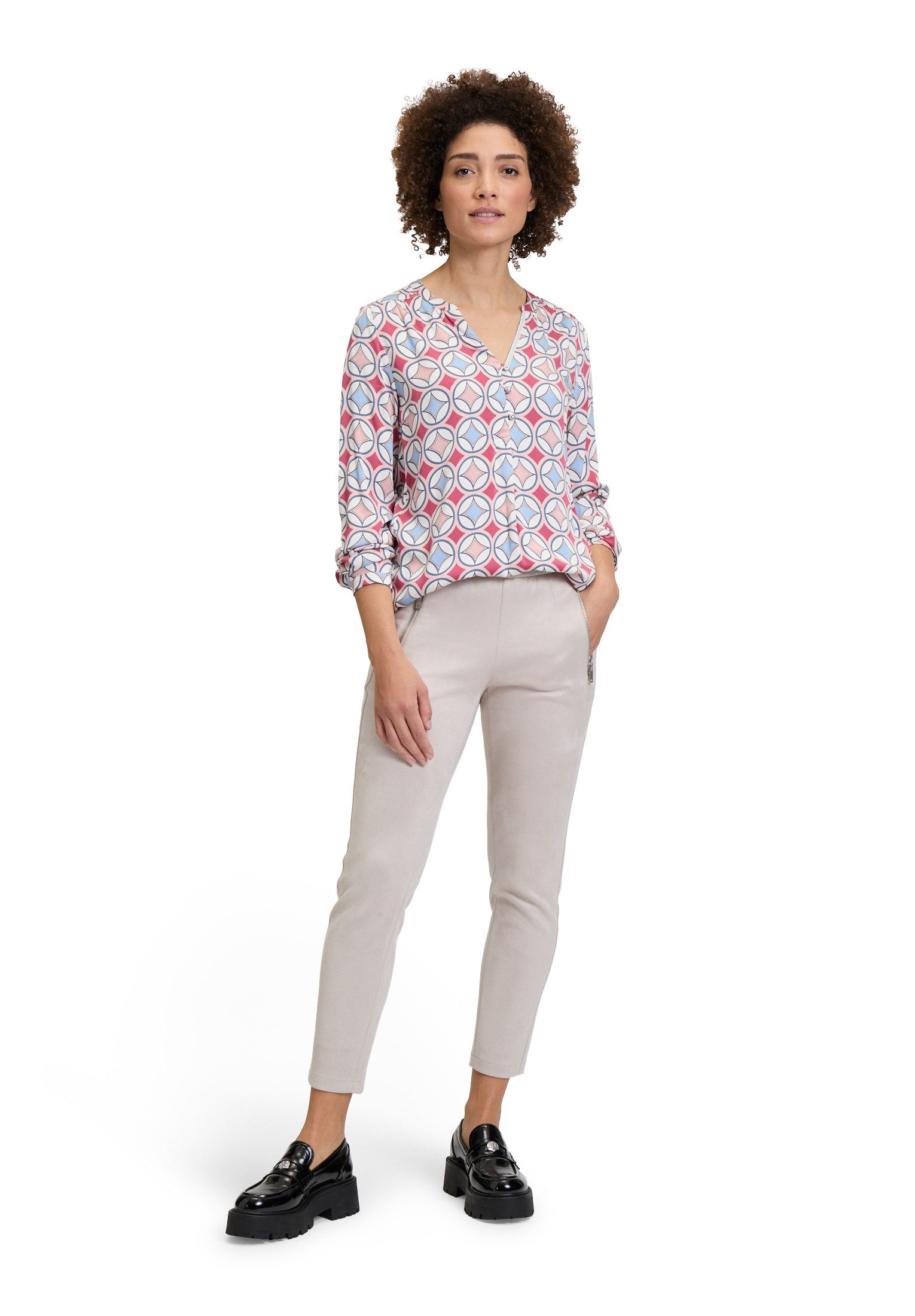 Cartoon Schlupfbluse Damen mit Knöpfen