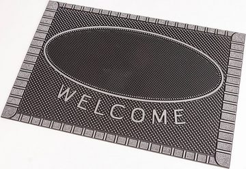 Fußmatte SC Clean Welcome, Home2Fashion, rechteckig, Höhe: 8 mm, Schmutzfangmatte, mit Spruch, robust, In- und Outdoor geeignet