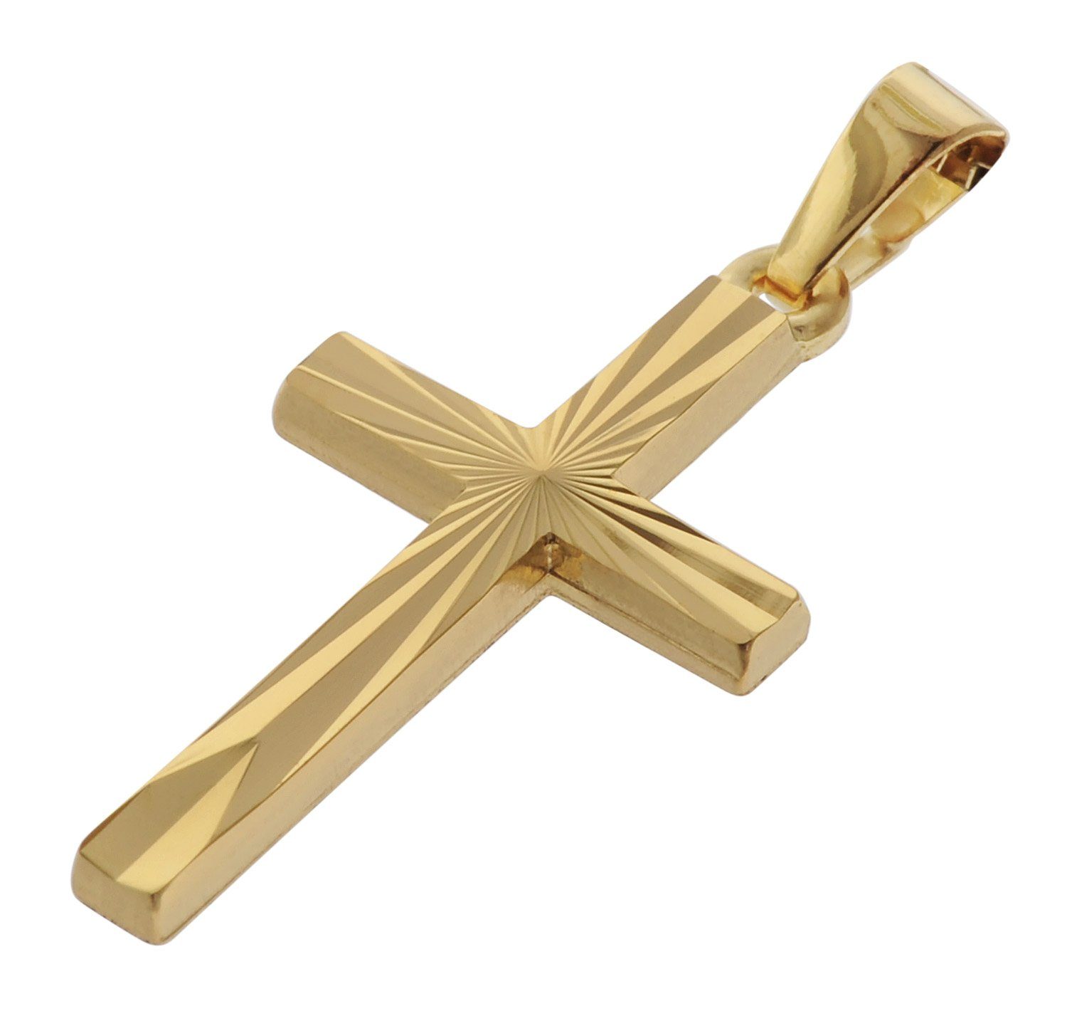 Kreuz-Anhänger mit / Anhänger Gold Kette Kette 750 mit trendor goldplattierter 18K