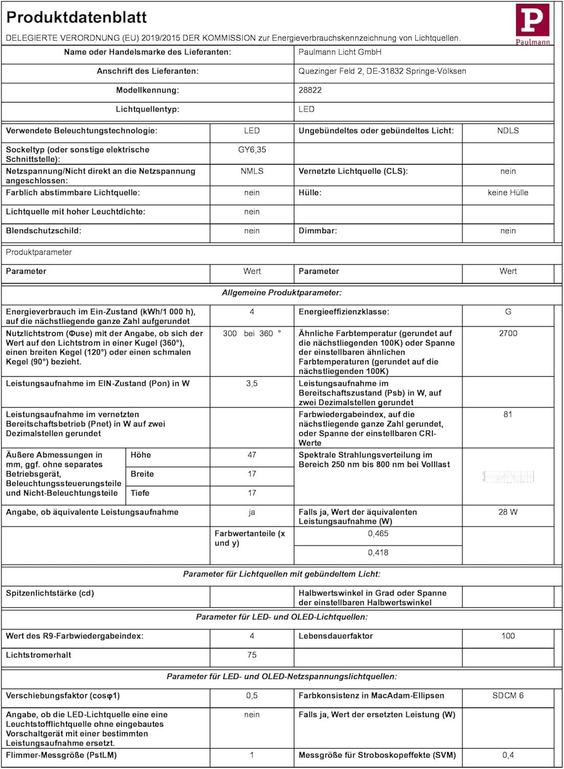 Paulmann LED-Leuchtmittel, 1 St., Paulmann LED 3er STS GY6,35 300lm 3,5W 2700K 12V