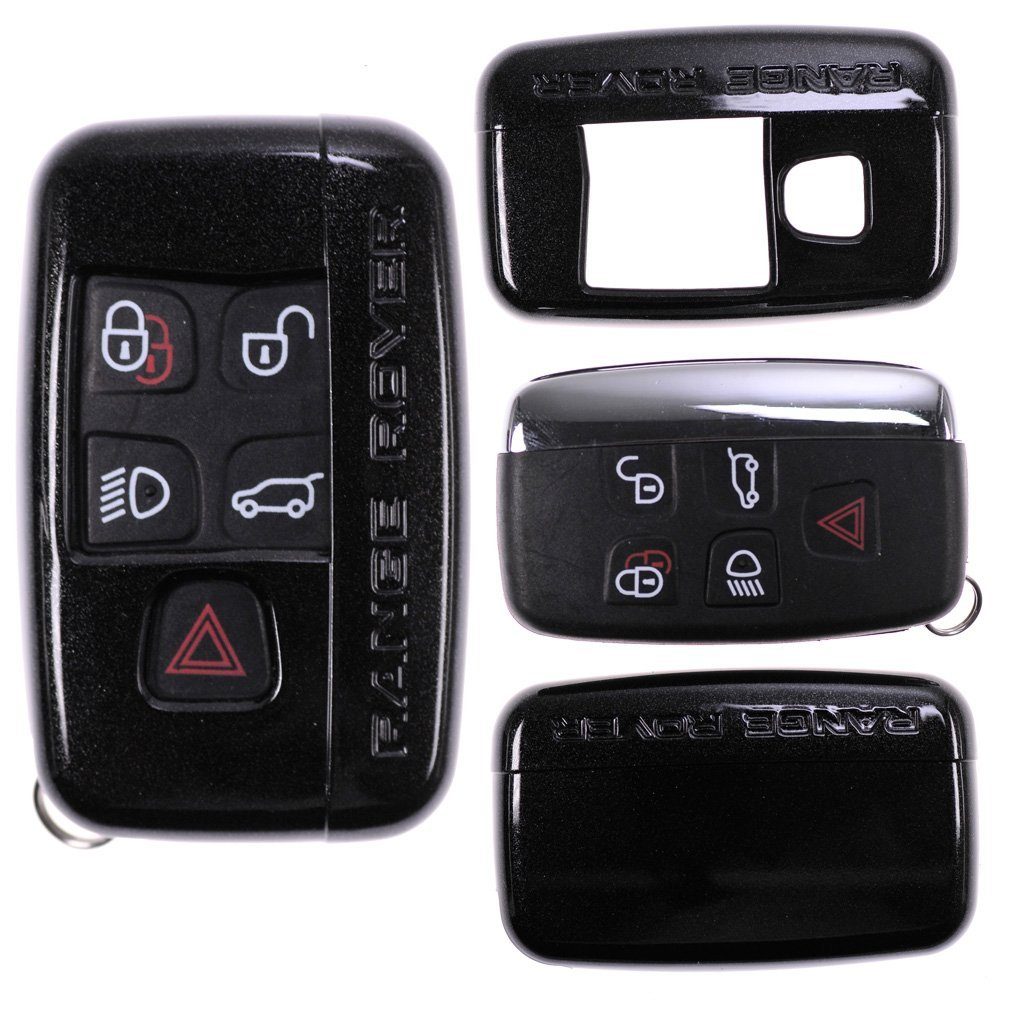 mt-key Schlüsseltasche Autoschlüssel Hardcover Schutzhülle Metallic Schwarz, für Land Rover Range Rover Evoque KEYLESS SMARTKEY | Schlüsseltaschen