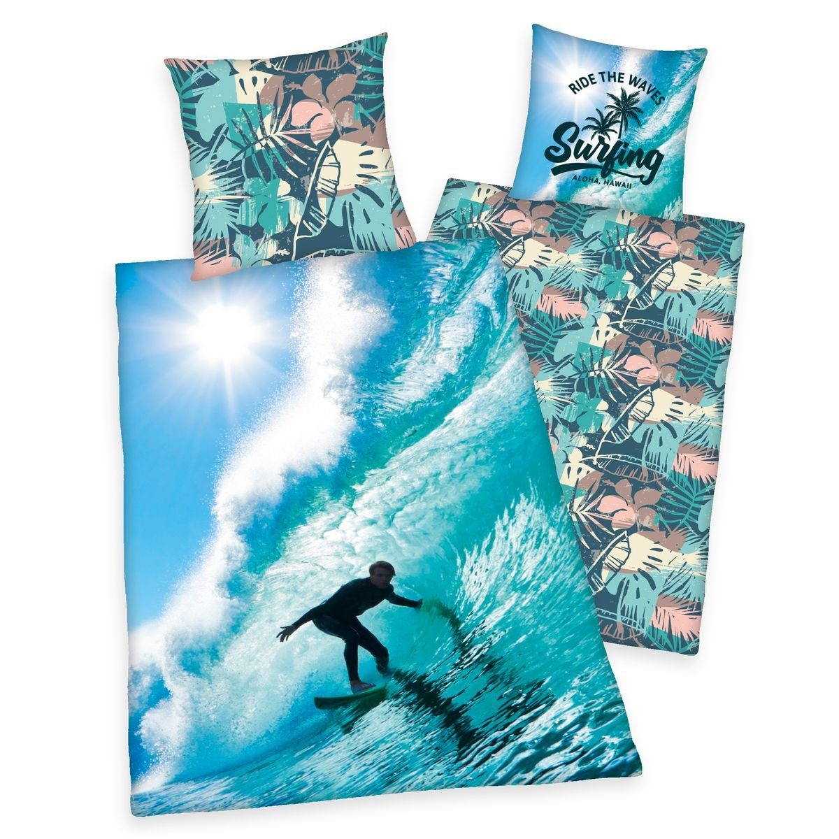 Herding Bettwäsche Surfer 135x200cm Wellenreiter Blau günstig online kaufen