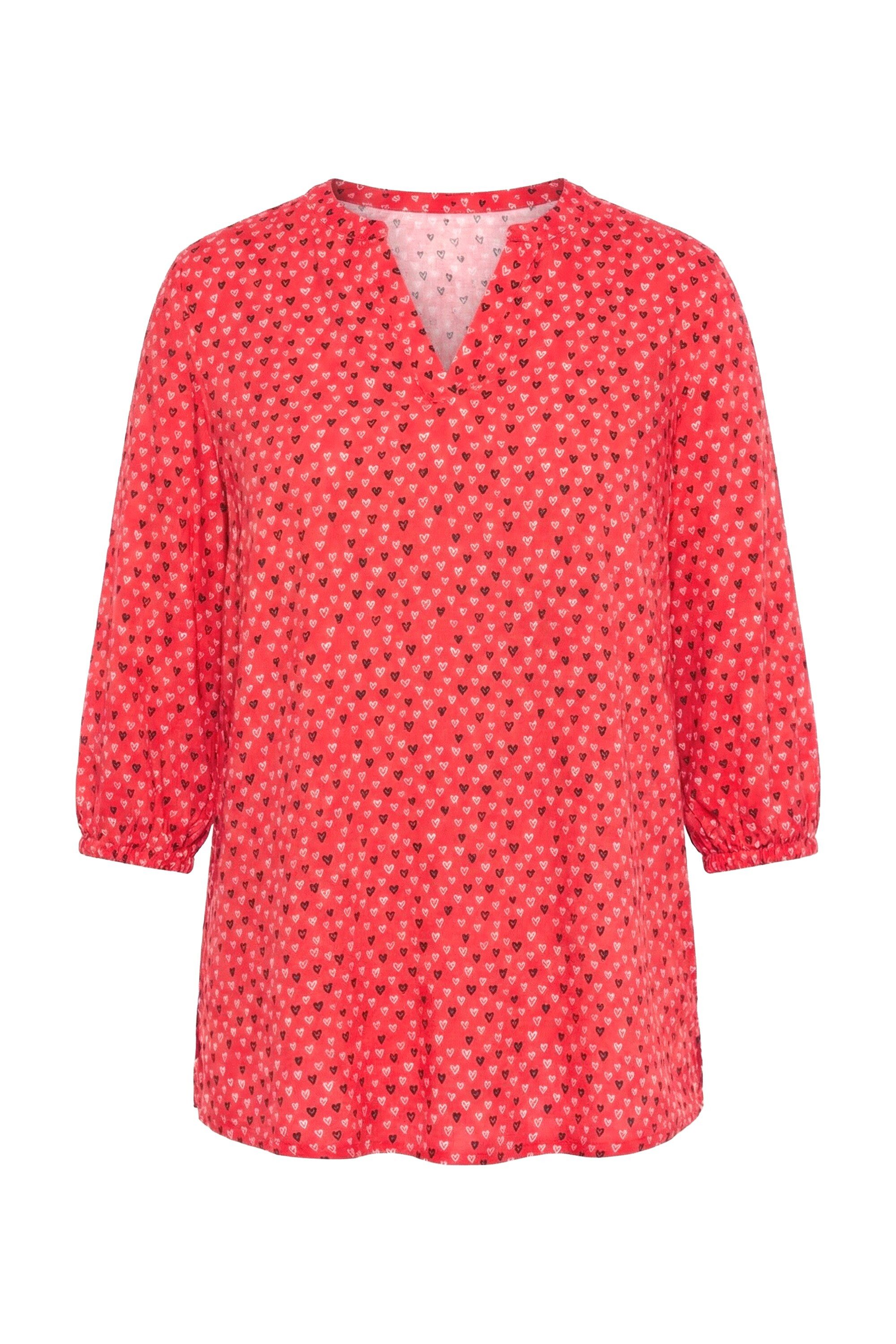 Angel of Style Longbluse Bluse A-Linie Viskose Herz-Muster 3/4-Ärmel günstig online kaufen