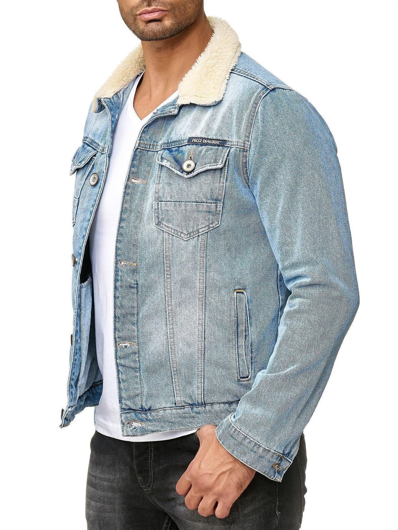 RedBridge Jeansjacke aus robustem Denim mit weichem Teddyfell-Kragen weiche günstig online kaufen
