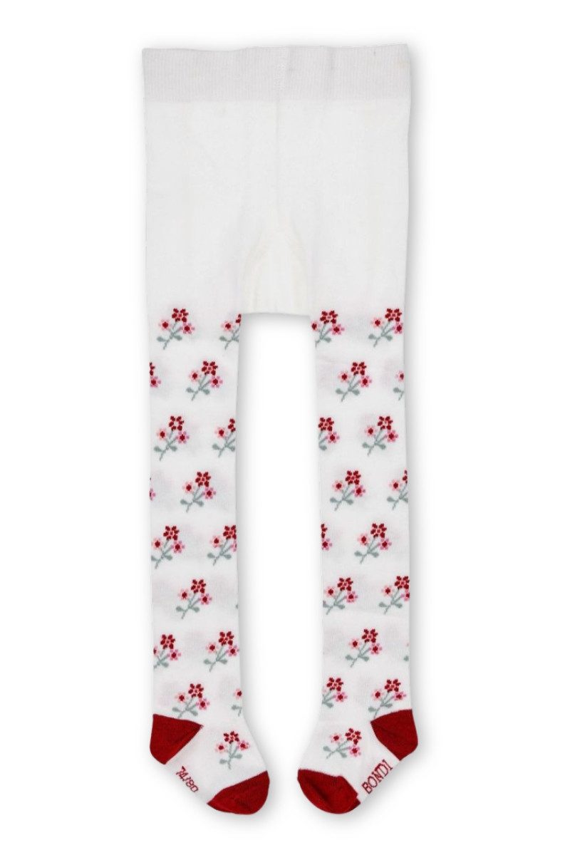 BONDI Trachtensocken Strumpfhose Baby/Kleinkind - BLÜMCHEN - offwhite