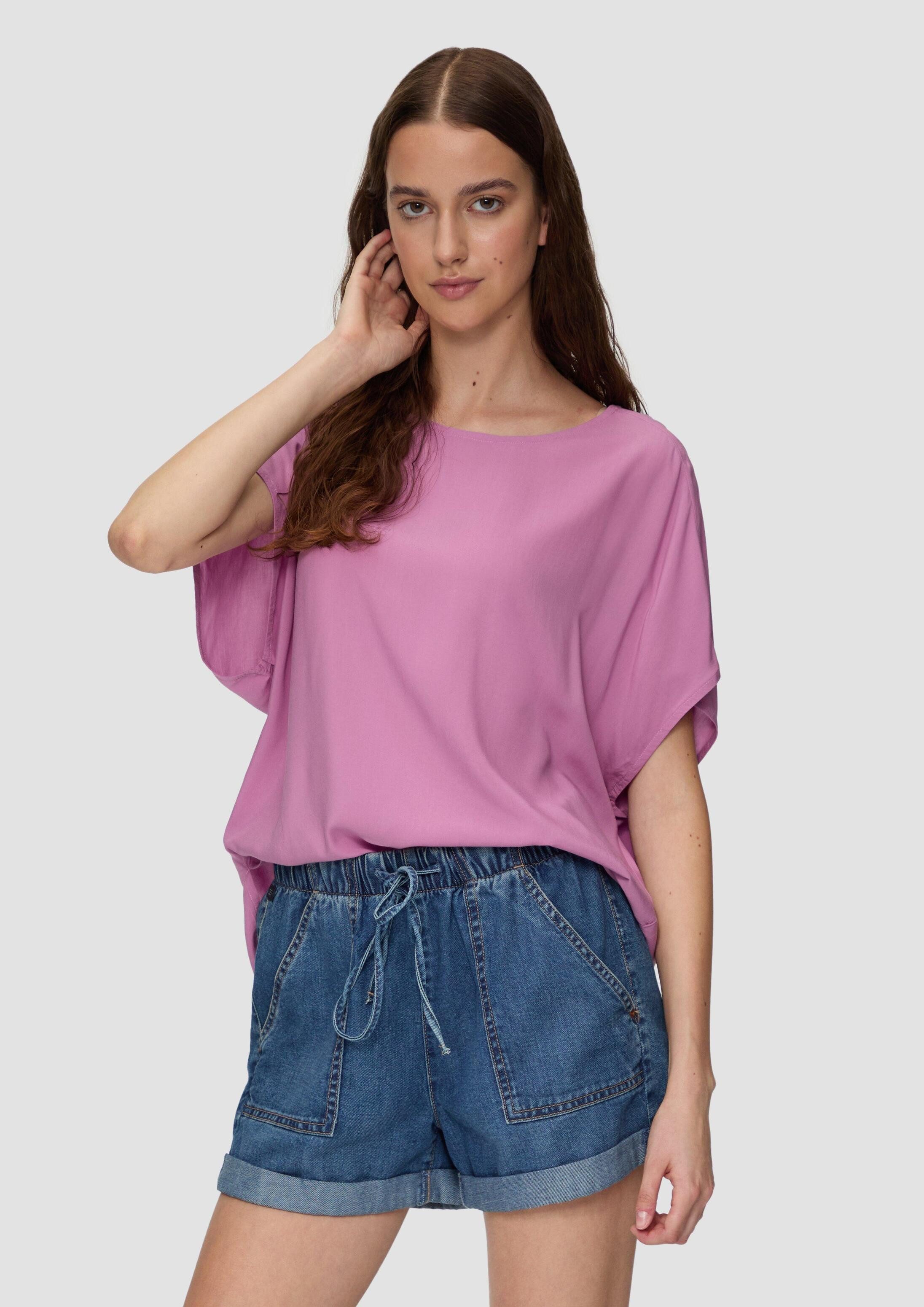 QS Kurzarmbluse Bluse Oversize-Bluse aus Viskose