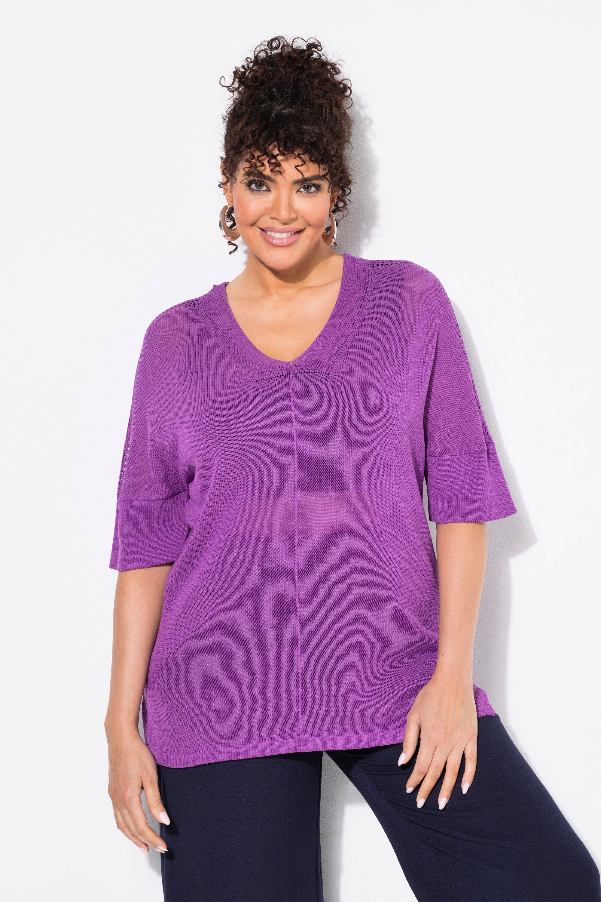 Ulla Popken Strickpullover Pullover Ziernaht oversized günstig online kaufen