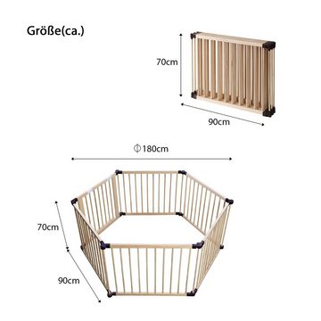 HomeGuru Laufstall Baby Kinder Laufstall aus Holz 6/8 Elemente - individuell verstellbar - PREMIUM, 6 Paneelen, Tannenholz