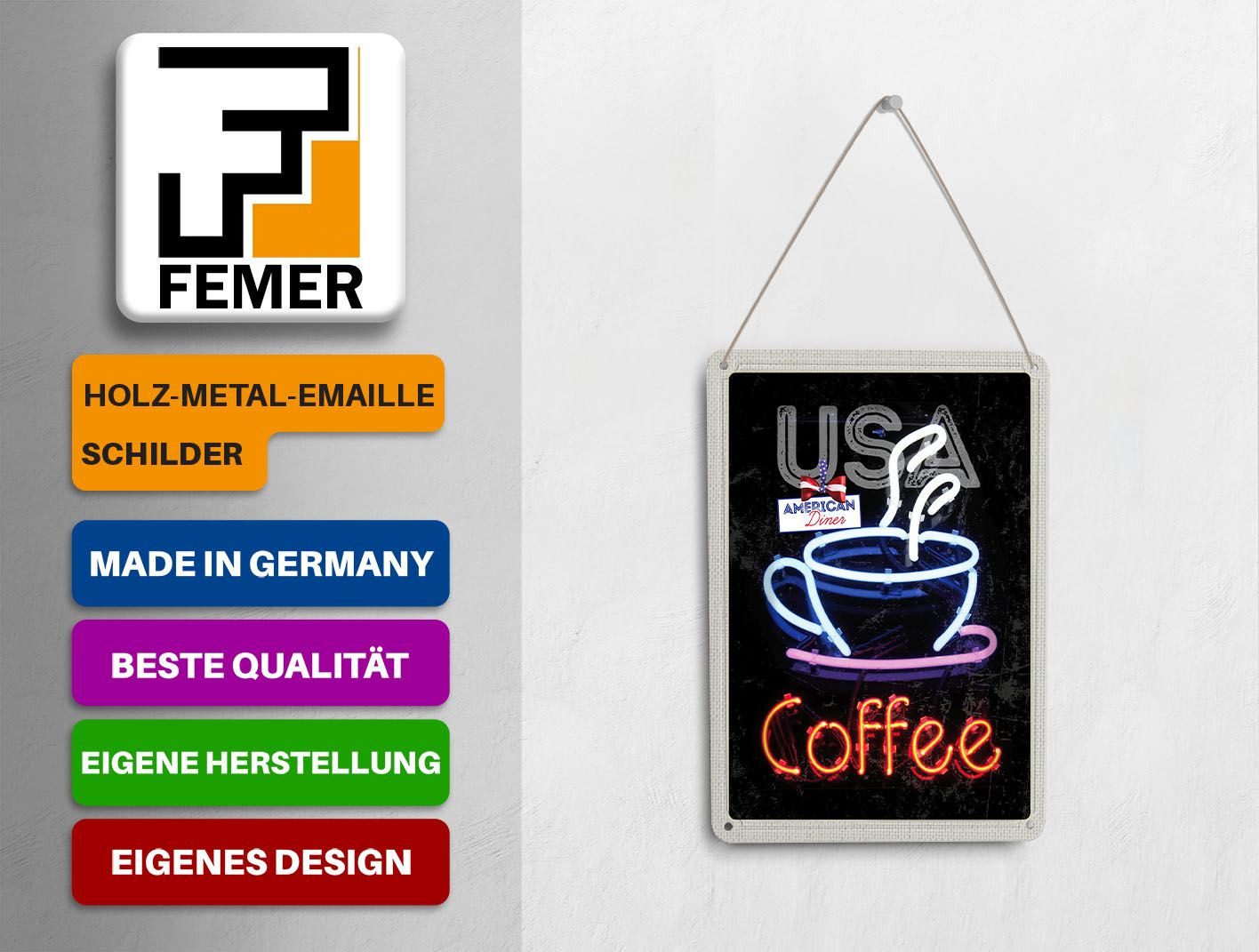 Femer GmbH Postkarte Reise 10x14 cm USA Amerika Kaffee Tee Kuchen Urlaub, unfrankiert