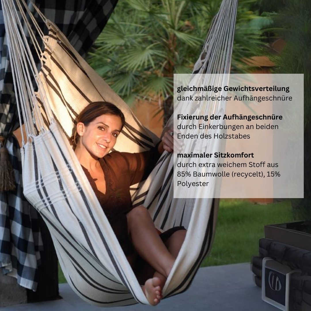 Amazonas Hängesessel Brasil KingSize Hängestuhl (Belastbarkeit 150 kg, Handgefertigt, aus recycelten Materialien), Große Sitzfläche