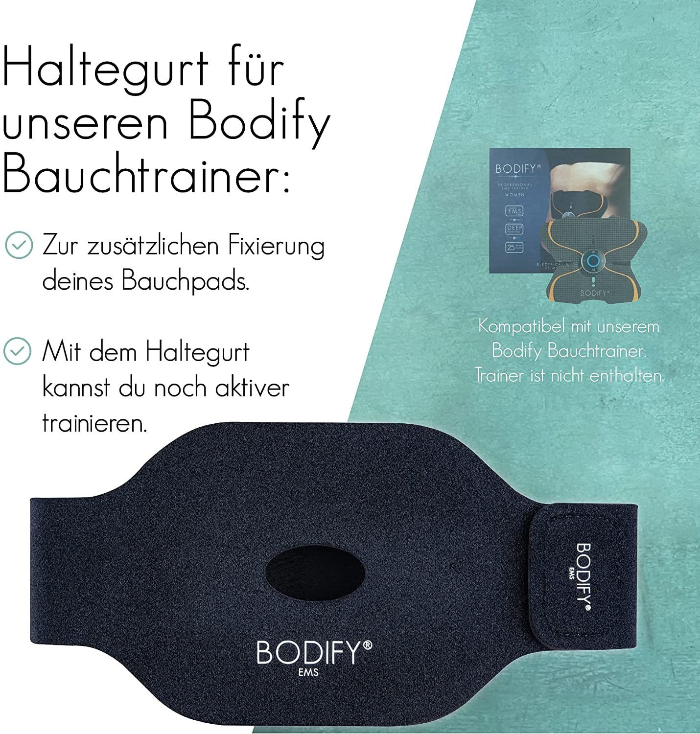 BODIFY EMS-Bauchmuskeltrainer - Haltegurt für EMS Bauchtrainer - zur Fixierung (Ohne EMS Trainer)