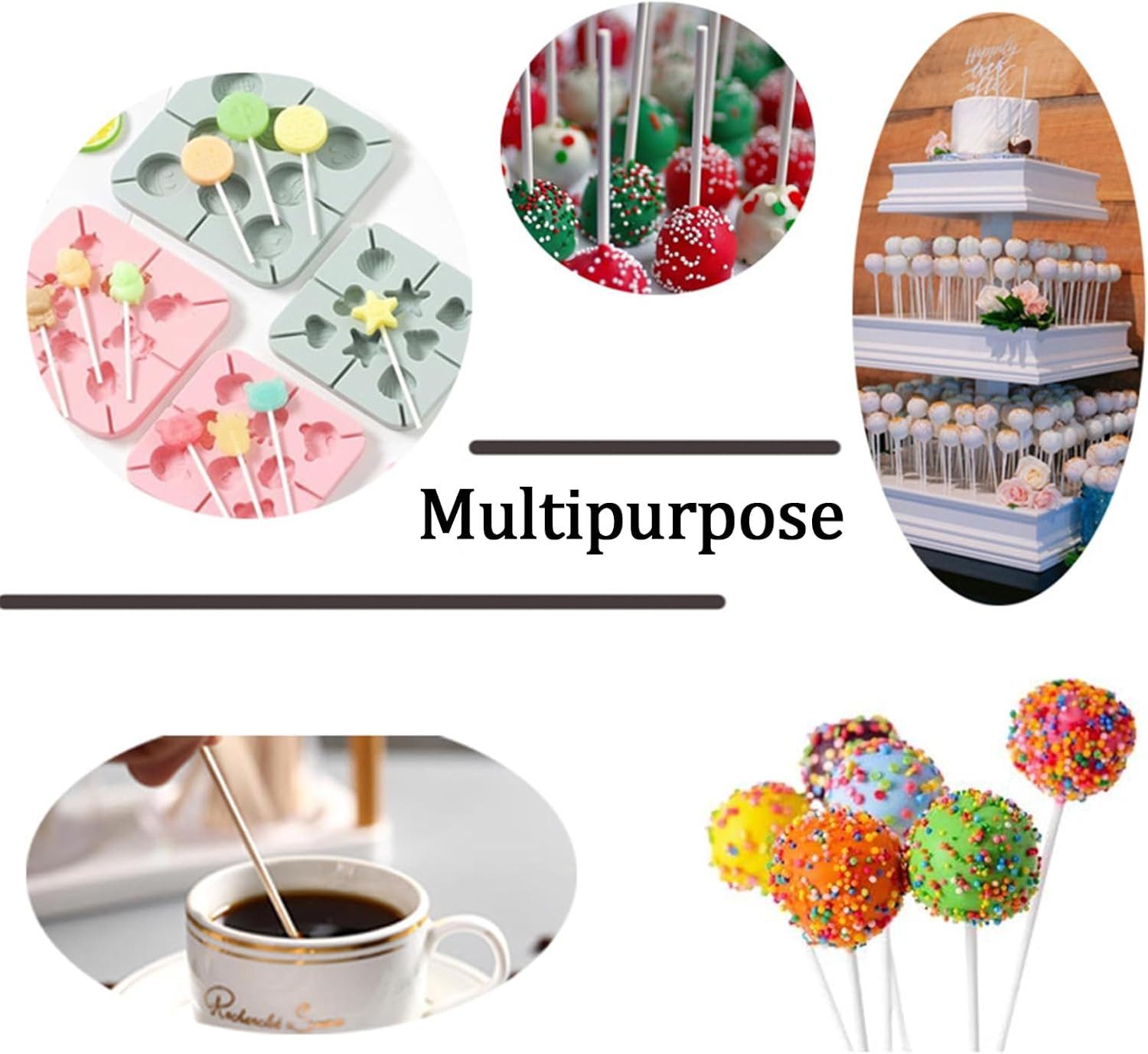 FELIXLEO Cake-Pop-Form 100 Stücke Cake Pop Stiele Weiss, 150mm 3.5mm Lolli Stiele aus Papier, (1-tlg)
