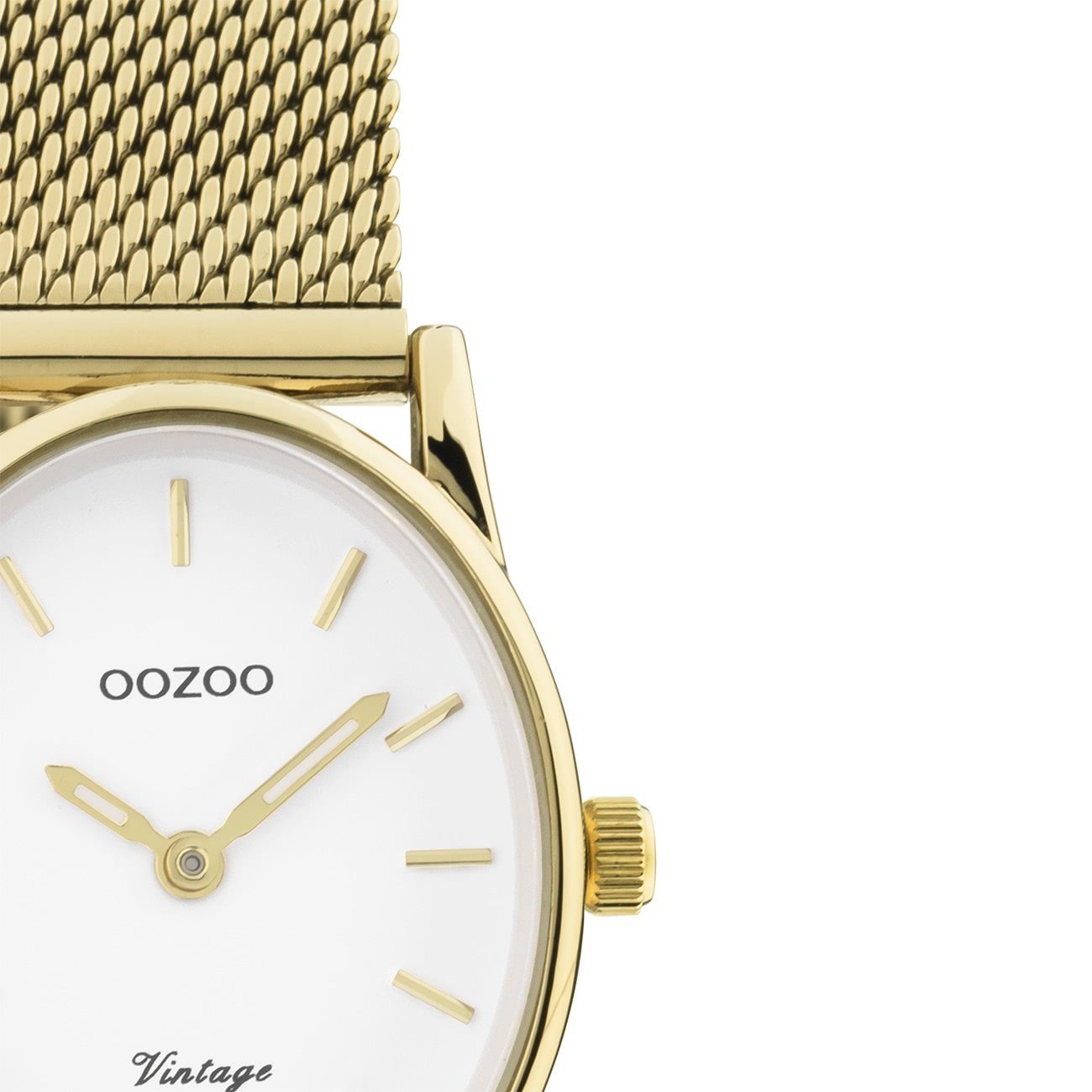 OOZOO Quarzuhr Oozoo Damen Armbanduhr Vintage Series, (Analoguhr), Damenuhr oval, klein (ca. 22,5x28mm) Metall, Mesharmband, Casual-Style