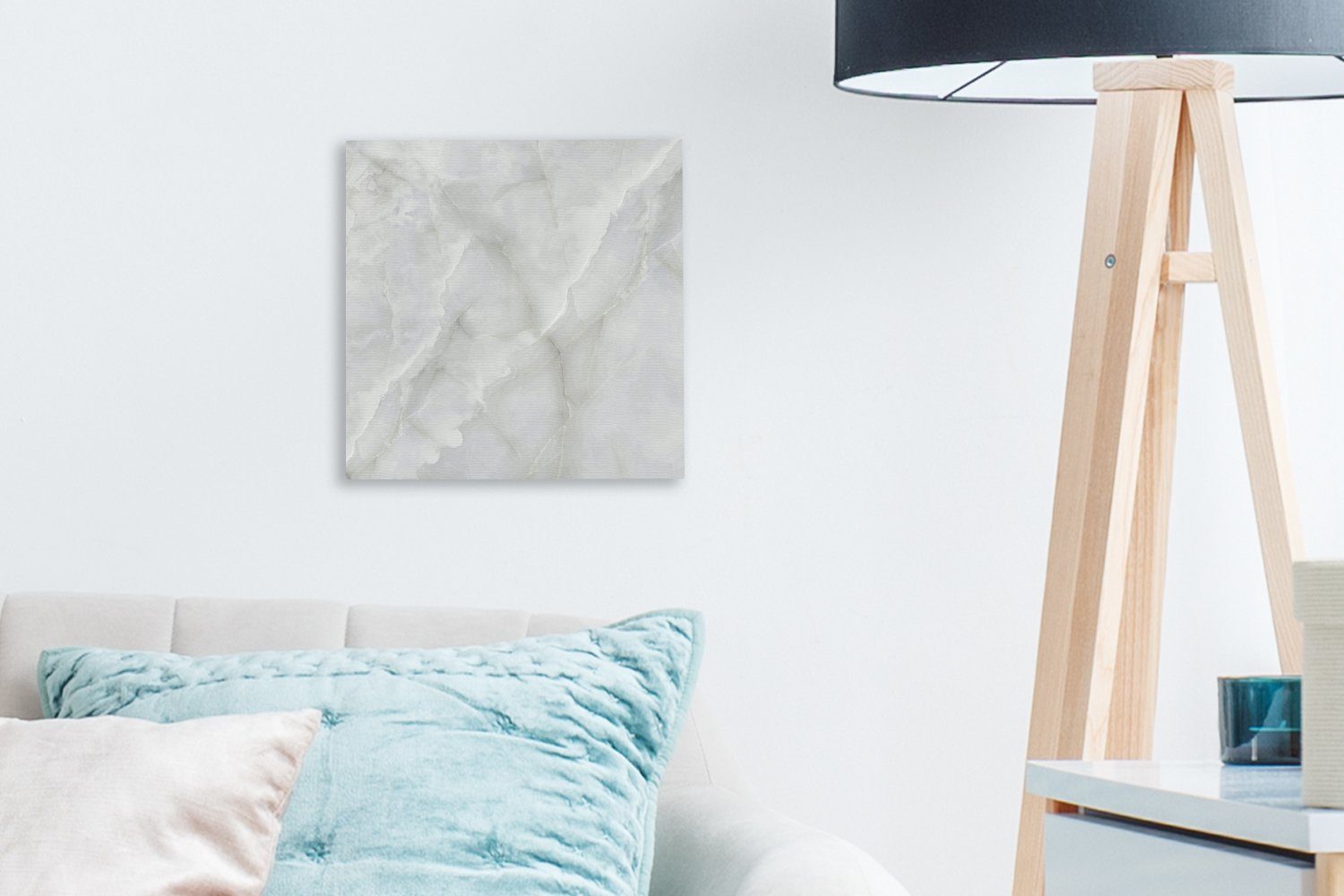 Weiß (1 Leinwand St), Bilder Marmor Stein für - - Leinwandbild OneMillionCanvasses® Muster Marmoroptik, - Schlafzimmer - Wohnzimmer