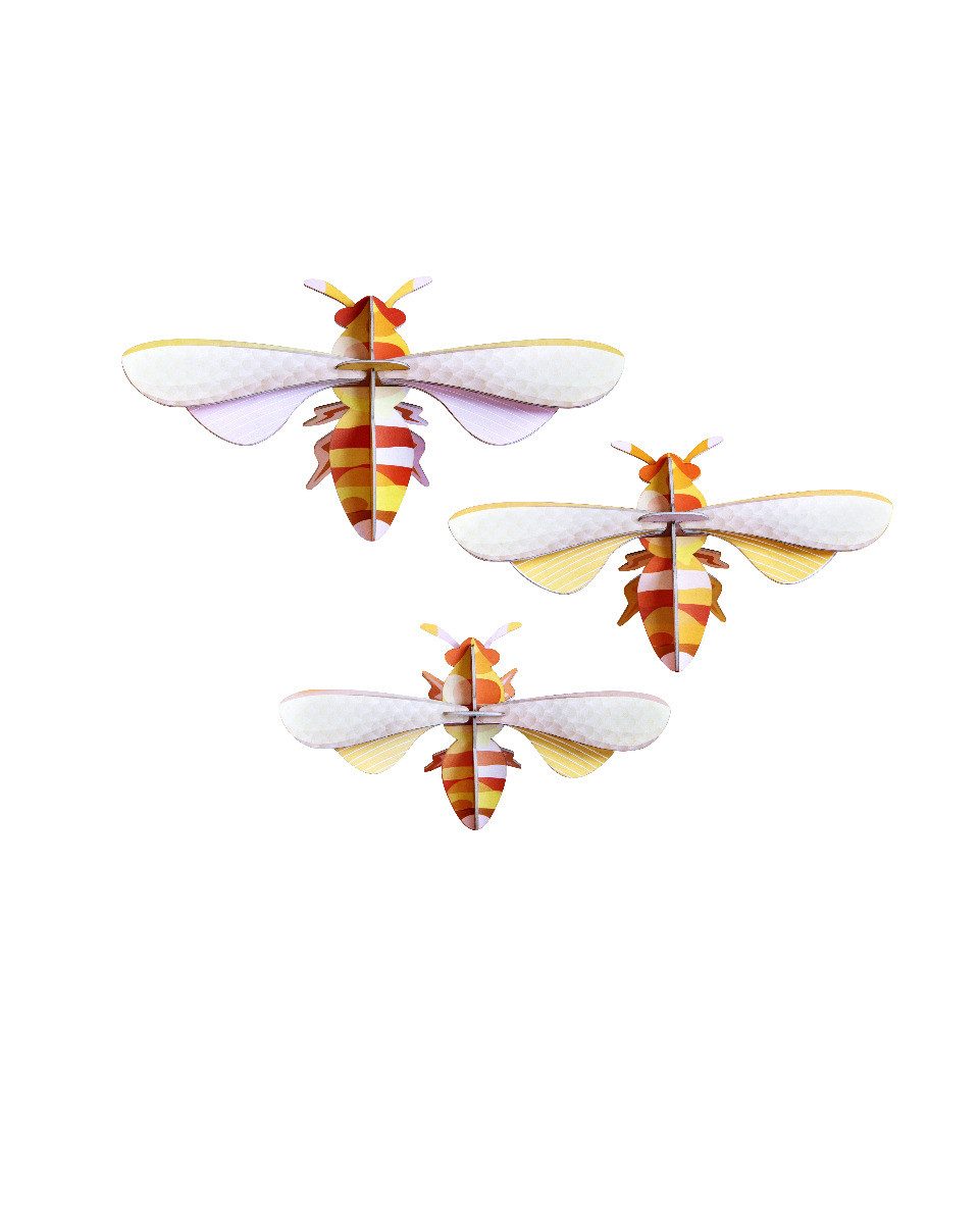 studio ROOF Wanddekoobjekt 3er-Set Honig Bienen (3 St), Zum Zusammenstecken