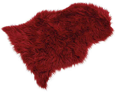 Fußmatte Dekoratives Schaffell Kunstfell groß langflor 90x60 cm rot, matches21 HOME & HOBBY, fellförmig, Höhe: 20 mm