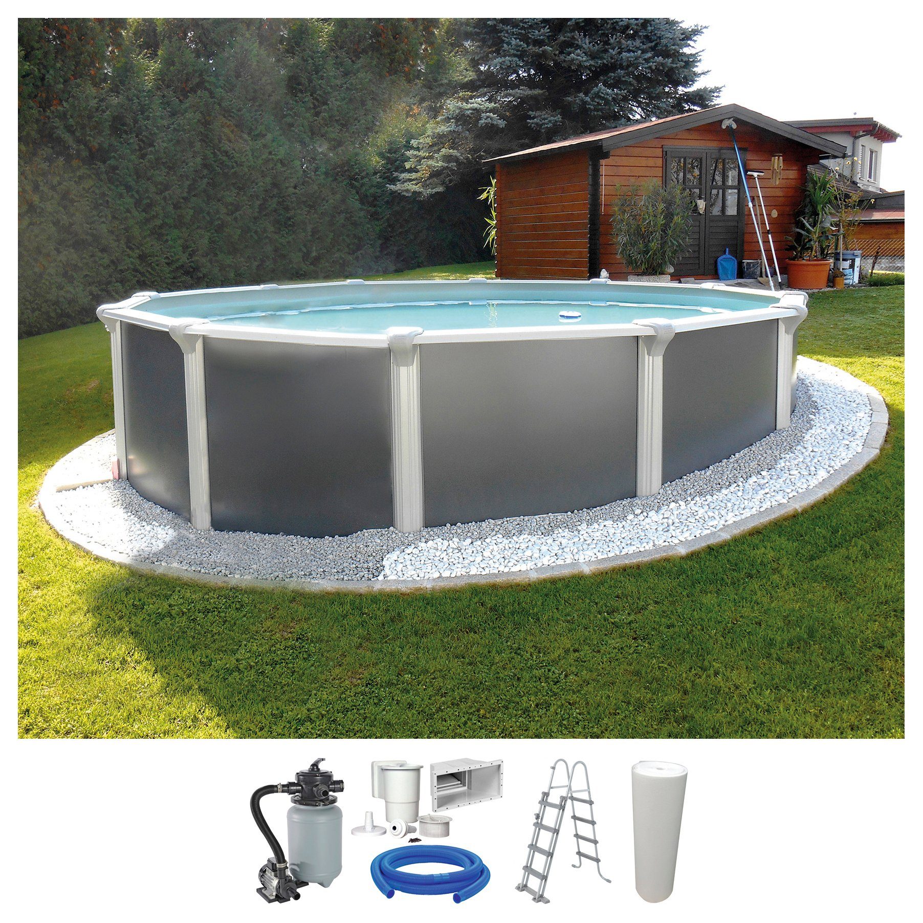 KWAD Rundpool Design (Set, 5-tlg), 5-tlg., ØxH: 360x132 cm