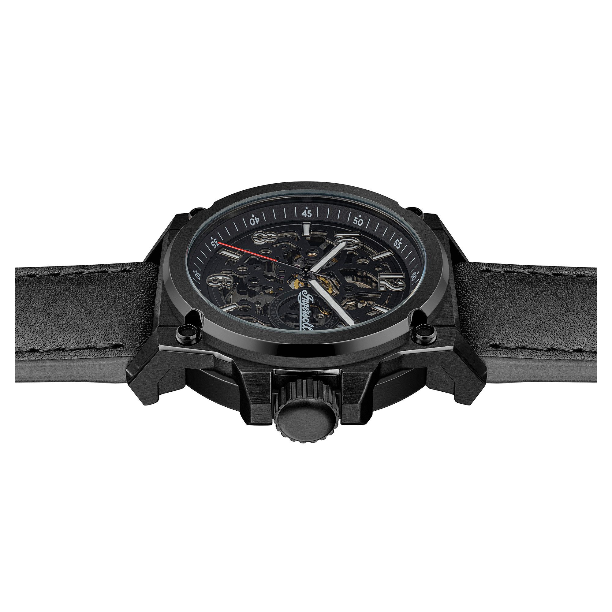 Ingersoll Automatikuhr The Anvil I16602, Armbanduhr, Herrenuhr, Mechanische Uhr, Lederarmband, analog