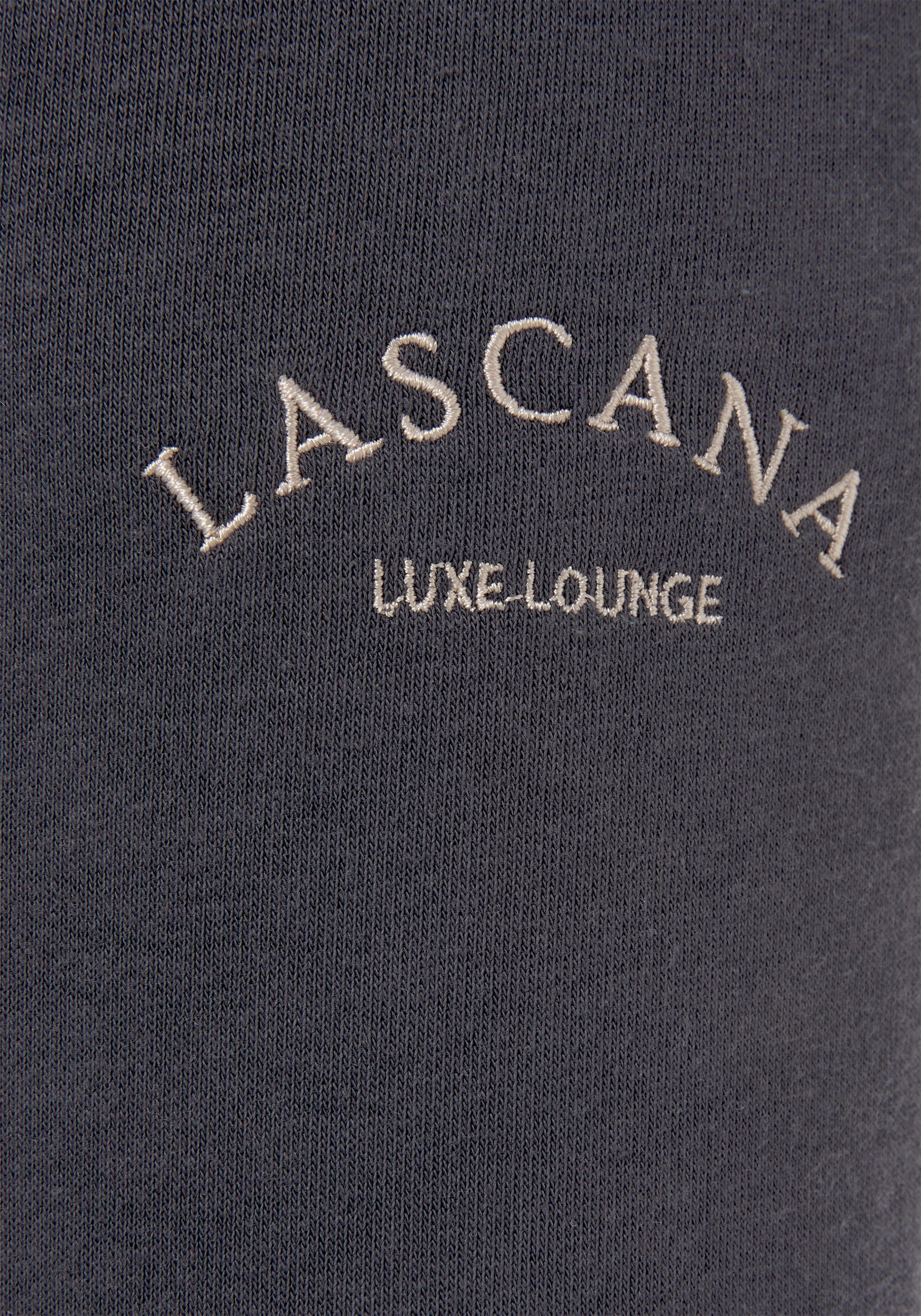 anthrazit und Loungewear, LASCANA Taschen Sweathose seitlichen Logostickerei, mit -Loungehose-Relaxhose Loungeanzug