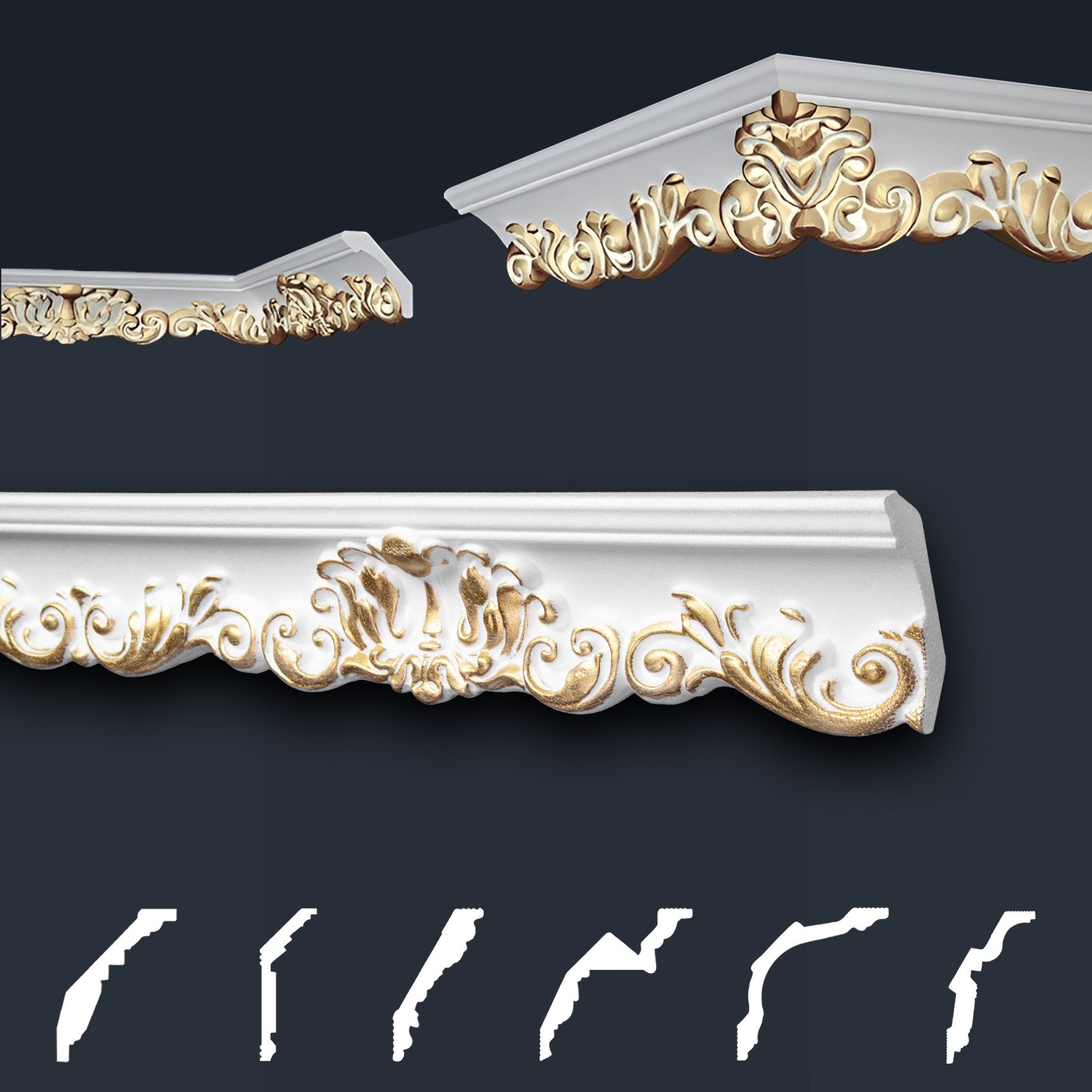 marbet design Stuckleiste B-35 gold, 2 Meter, Deckenleisten Sparpaket aus S günstig online kaufen
