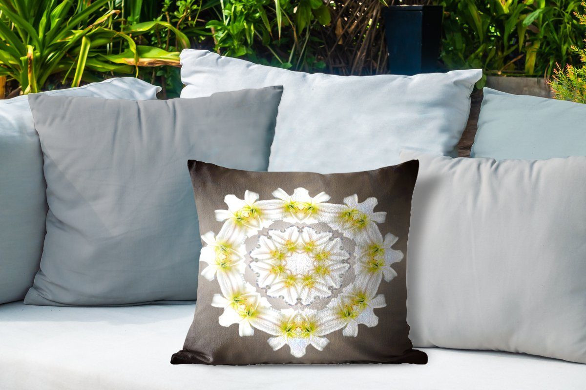 MuchoWow Dekokissen Eine weiße Outdoor Blume Kissenhülle, eines Form Dekokissen, in Mandalas, Kissenbezüge, Dekokissenbezug