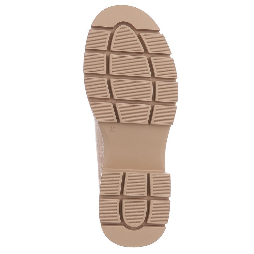 Ital-Design Elegante Damen Mokassin mit Fransen und Details Slipper (91154489) Blockabsatz Mokassins in Hellbraun – Bild 3 von 5