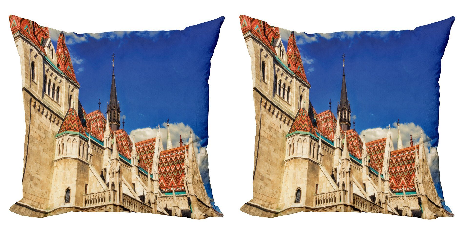 Kissenbezüge Modern Accent Doppelseitiger Digitaldruck, Abakuhaus (2 Stück), Ungarn Mittelalterliche Landmark Heritage
