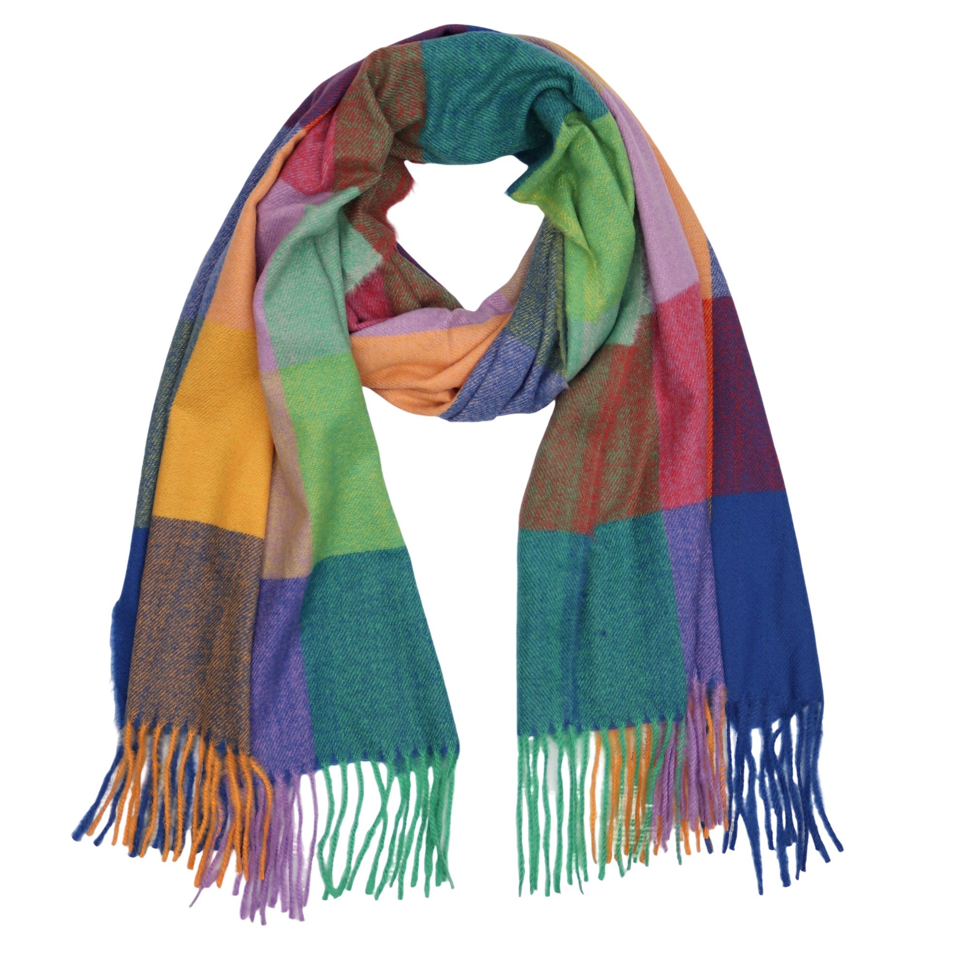 MIRROSI Modeschal weicher und warmer karierter Schal mit Fransen, 70x180cm, günstig online kaufen