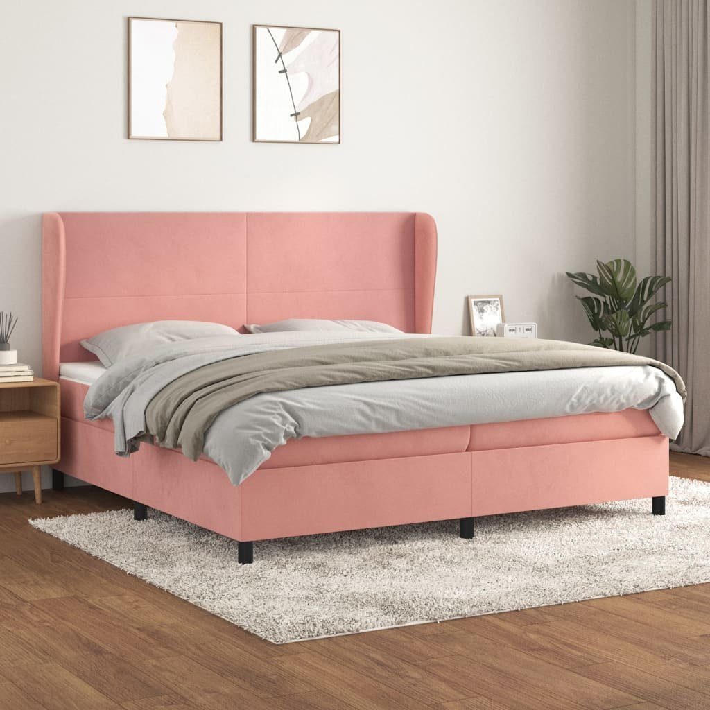 vidaXL Bett Boxspringbett mit Matratze Rosa 200x200 cm Samt