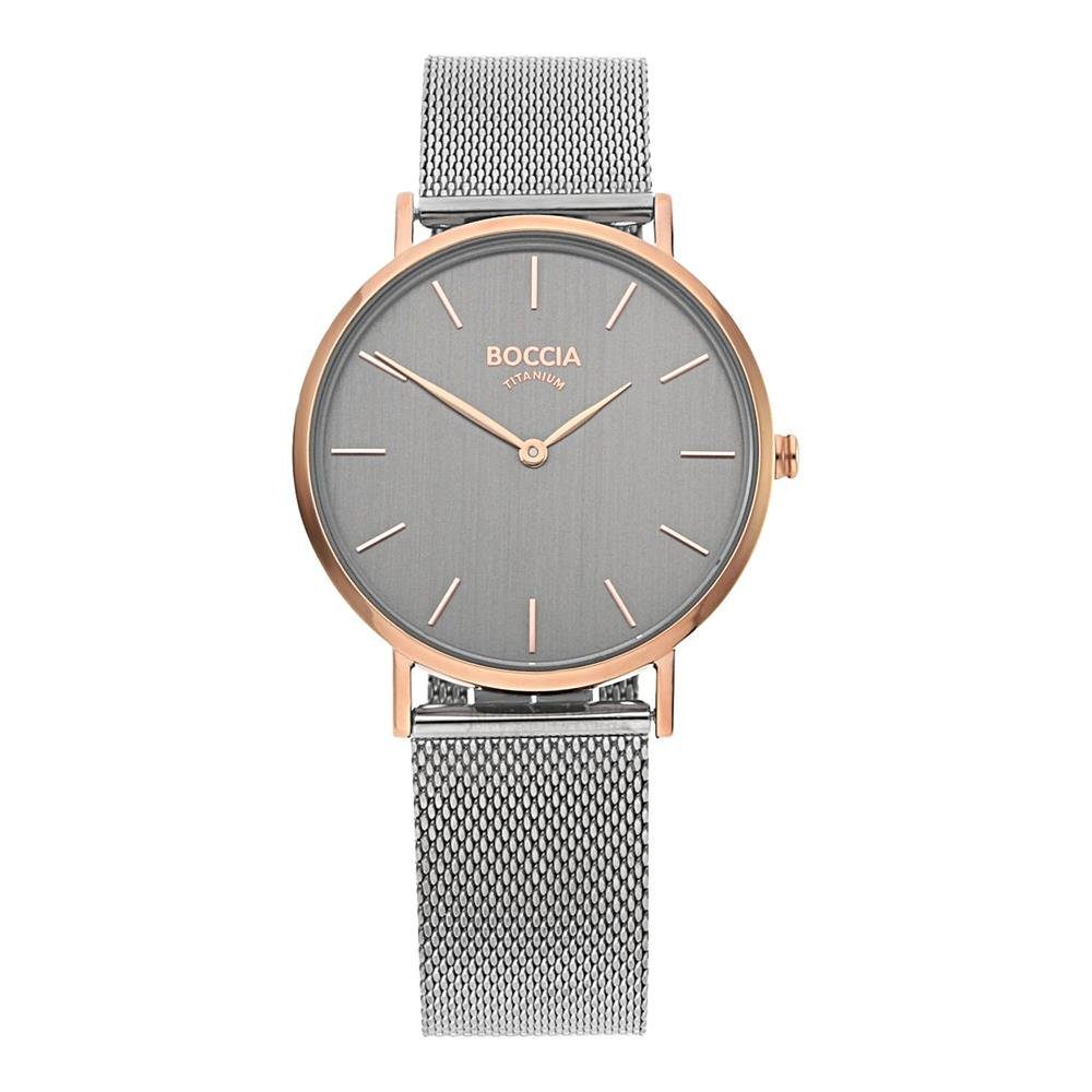 Boccia Quarzuhr Boccia Damenarmbanduhr Titan bicolor rosé vergoldet 3273-08, (1-tlg)