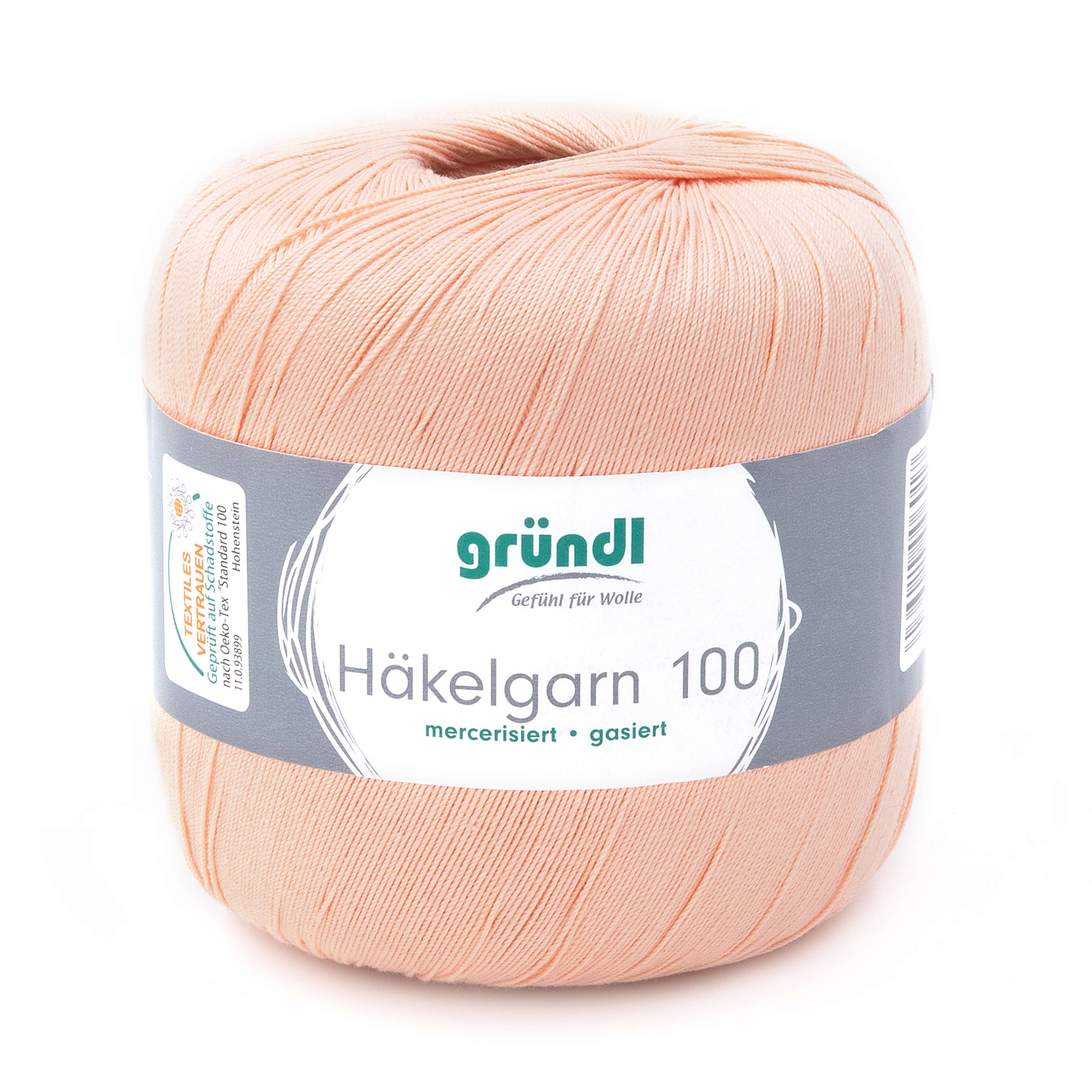 Gründl Häkelgarn 100, Baumwolle dünn zum Häkeln Handarbeiten DIY, 100g Häkelwolle, 566,00 m (Baumwollgarn, Filethäkelgarn), 60° waschbar