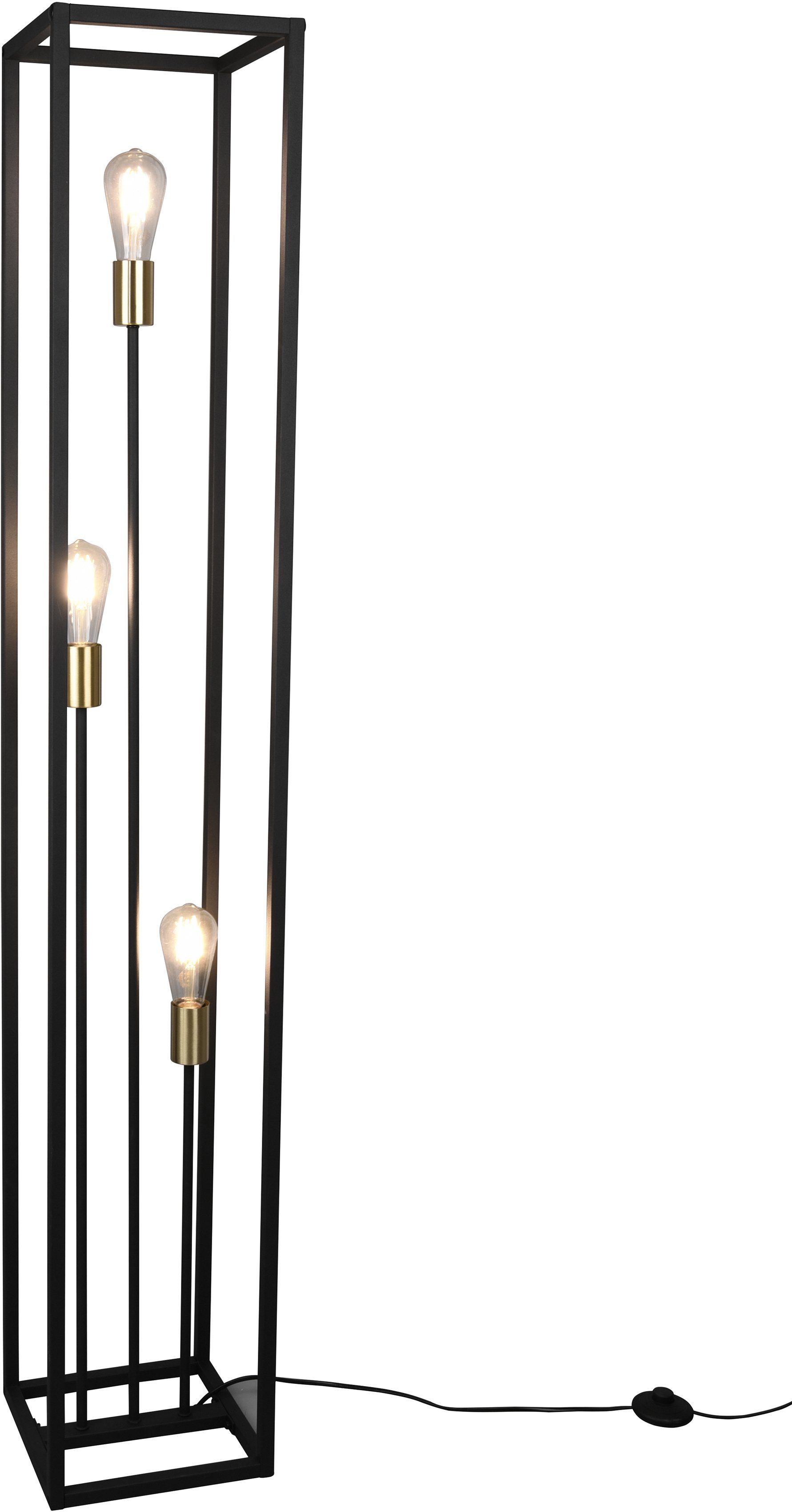 Reality Leuchten Stehlampe VITO, Ein-/Ausschalter, ohne Leuchtmittel, Höhe 153 cm, Fussschalter, Tülle in Messing abgesetzt