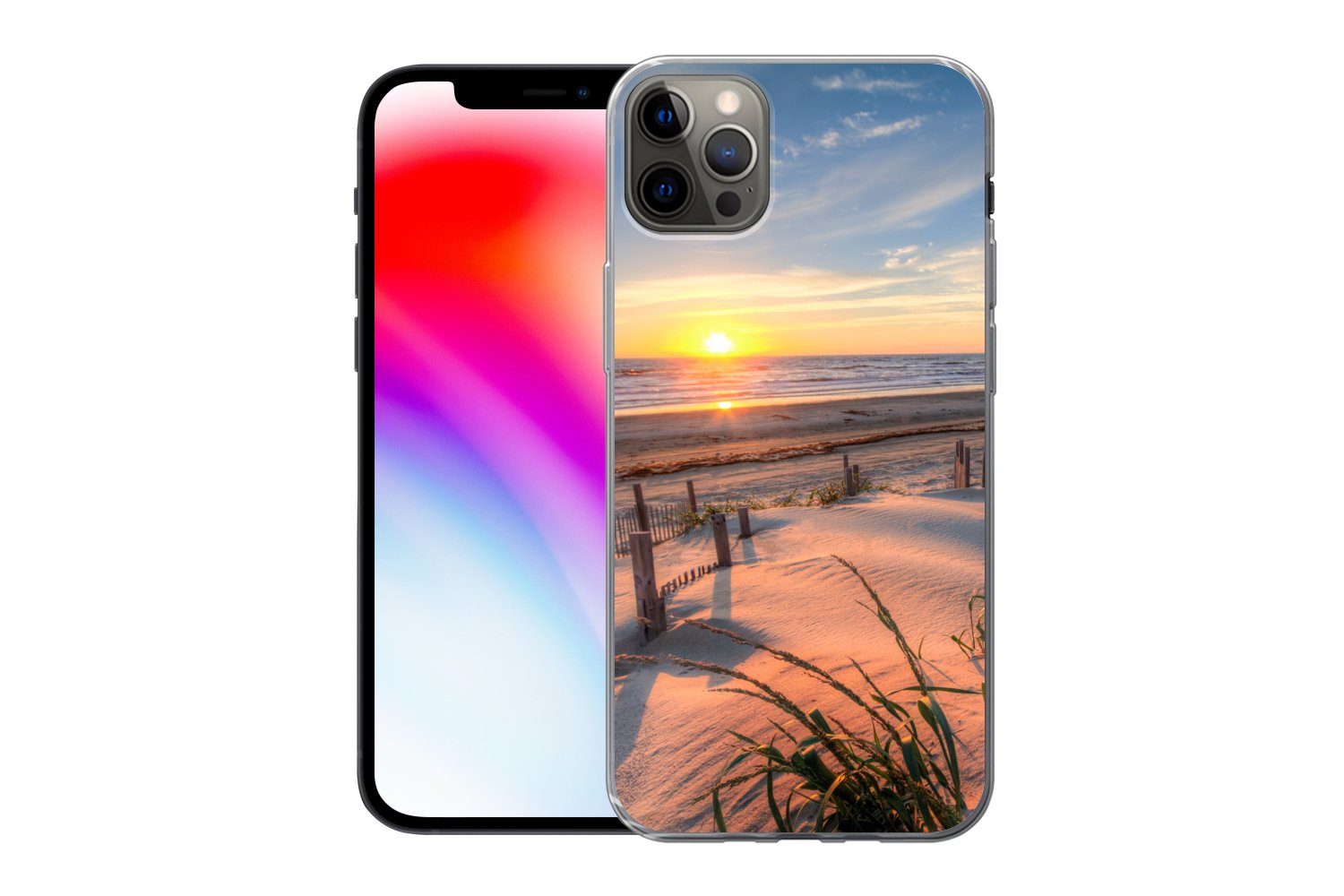MuchoWow Handyhülle für Apple iPhone 13 Pro Max Strand - Meer - Düne - Sonnenuntergang - L, Smartphone-Bumper, Print, Handy Schutzhülle Dünn