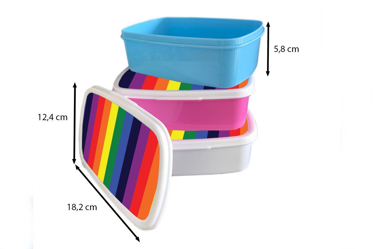 weiß - Mädchen Regenbogen Muster MuchoWow für Erwachsene, Kunststoff, Jungs für Lunchbox und Brotdose, Brotbox Stolz, - (2-tlg), Kinder und