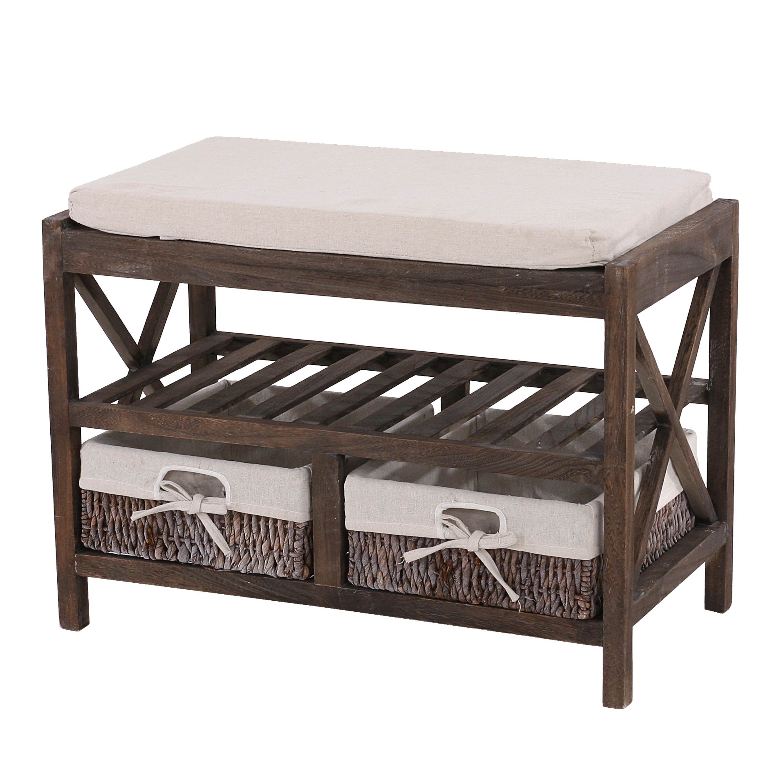 MCW Schuhregal MCW-C48, 2 formstabile Körbe, Mit waschbarem Sitzkissen, Komplett montiert