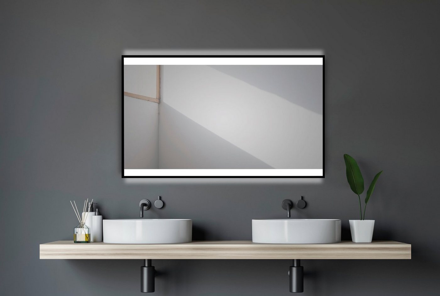 Talos Badspiegel »BLACK SHINE« (Komplett-Set), BxH: 120x70 cm, energiesparend und dimmbar-HomeTrends
