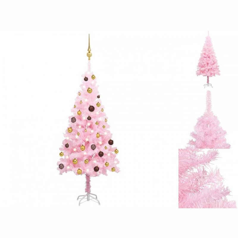 vidaXL Künstlicher Weihnachtsbaum Künstlicher Weihnachtsbaum mit LEDs Schmuck Rosa 120 cm PVC