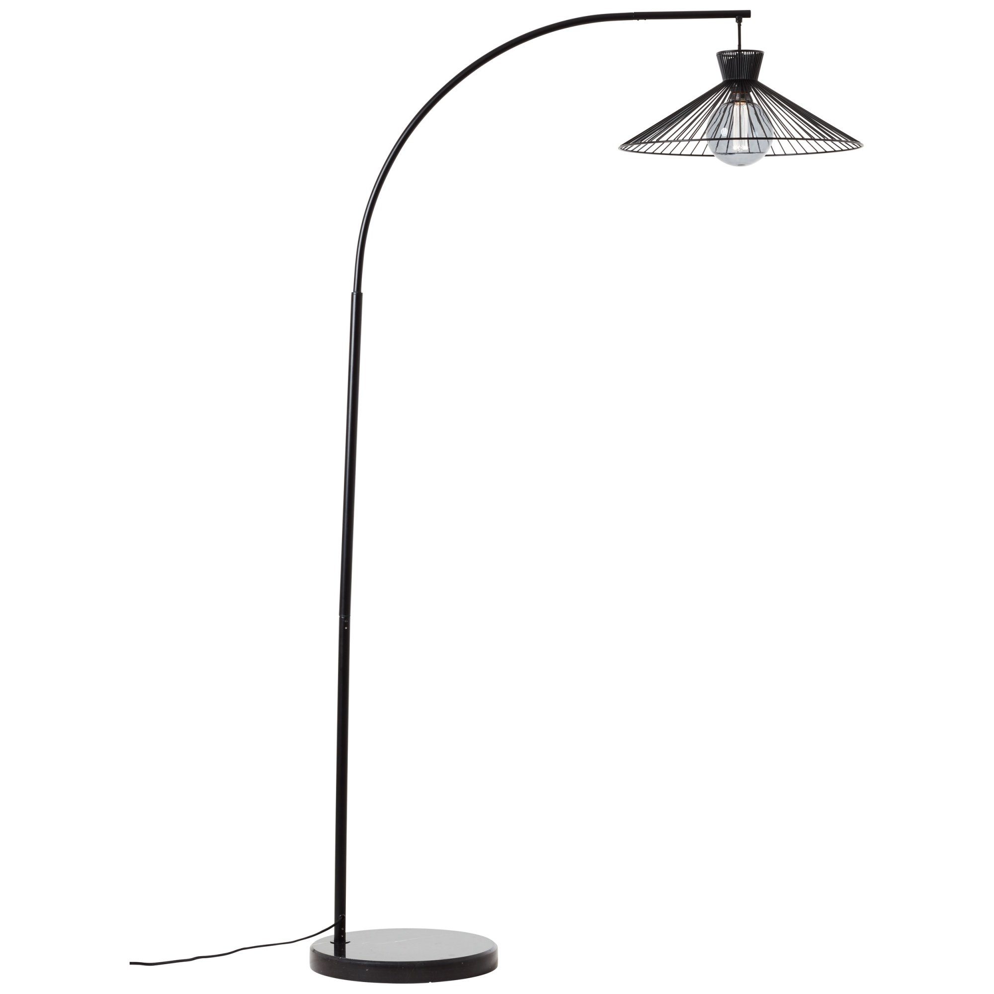 175 cm, mit Bogenlampe Stehlampe, ohne Metall, 102 Marmorfuß, matt Lightbox E27, Leuchtmittel, x schwarz