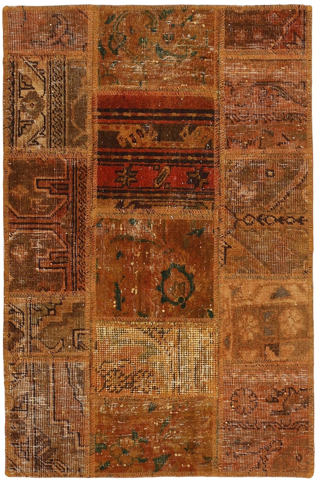 Wohnando Teppich MY-RUG Vintage Patch Work Floral & Ornamentiert 90x60cm, Rechteckig, Höhe: 10 mm, Handgeknüpfter Teppich,Handgesponnene Wolle, mit Naturfarben gegärbt