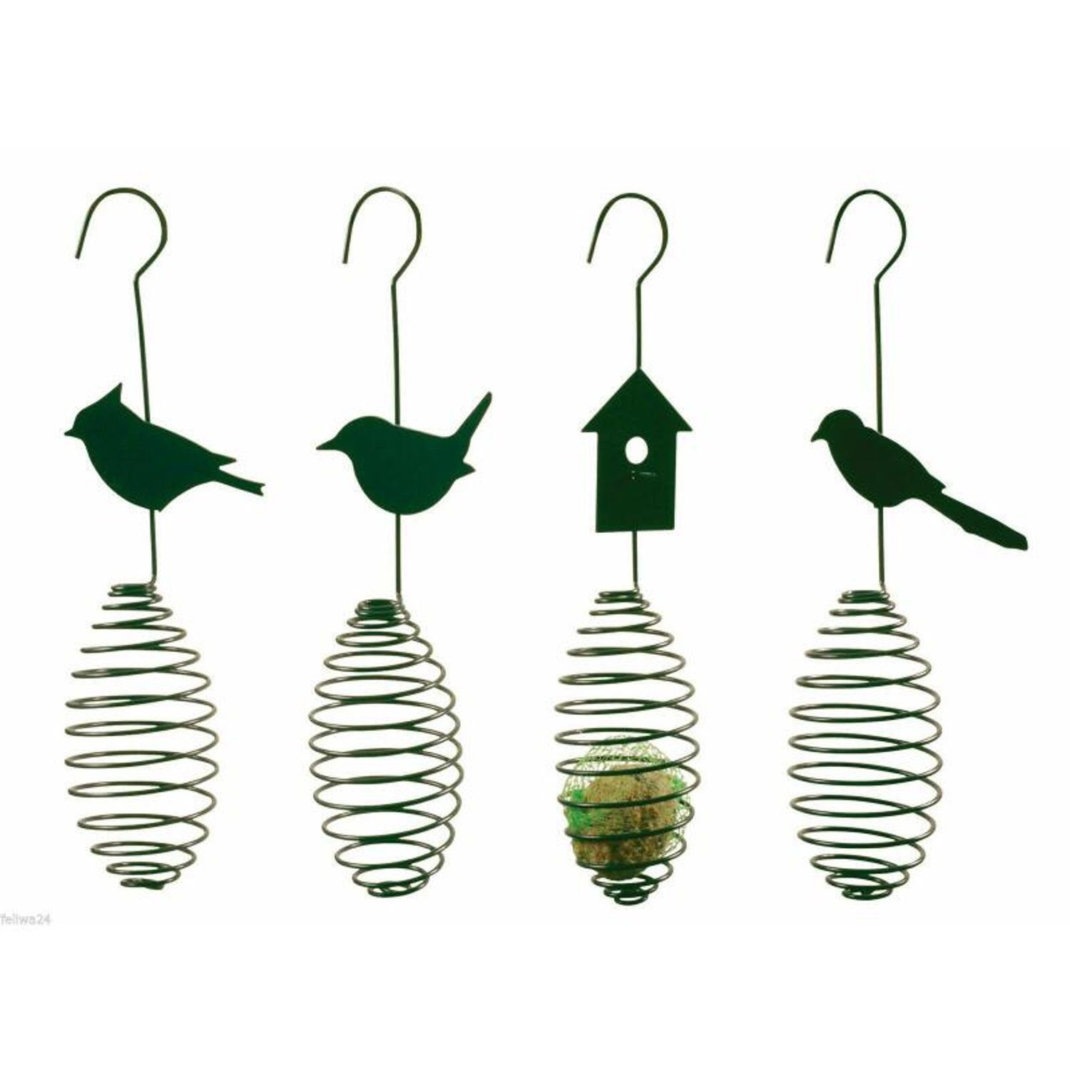 Vogelhaus 12x Vogelfutterfeder Vögel füttern Meisenknödel, Obst, Nüsse 11x8x35cm