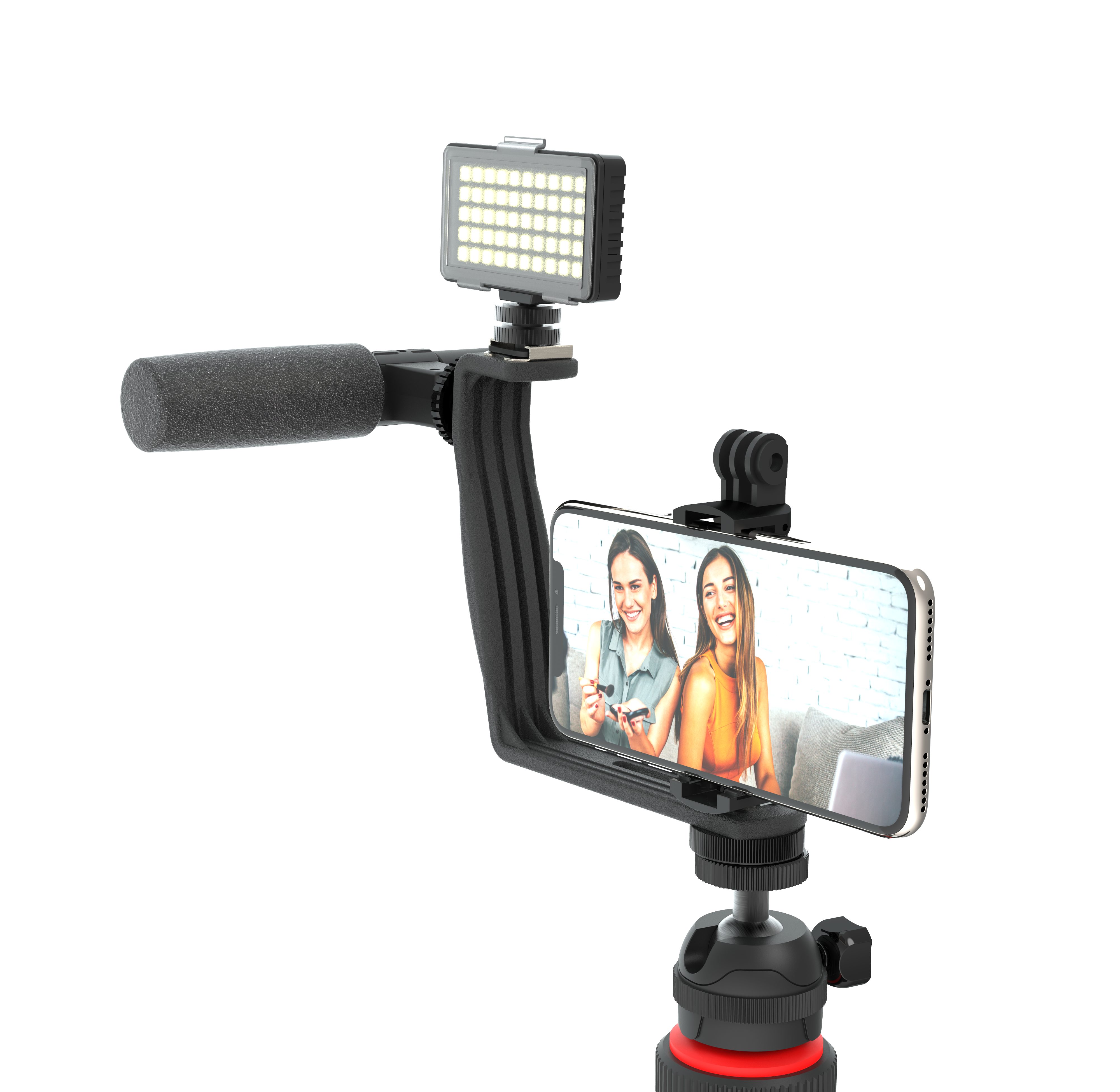 DigiPower Smartphone-Halterung 5-teiliges Vlogging Set mit Licht, Mikrofon, (5-tlg., inkl. Richtmikrofon)