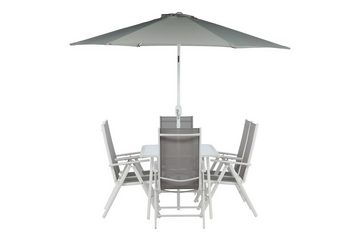 ebuy24 Garten-Essgruppe Brekki Gartenset Tisch 90x150cm weiß, 6 Stühle wei