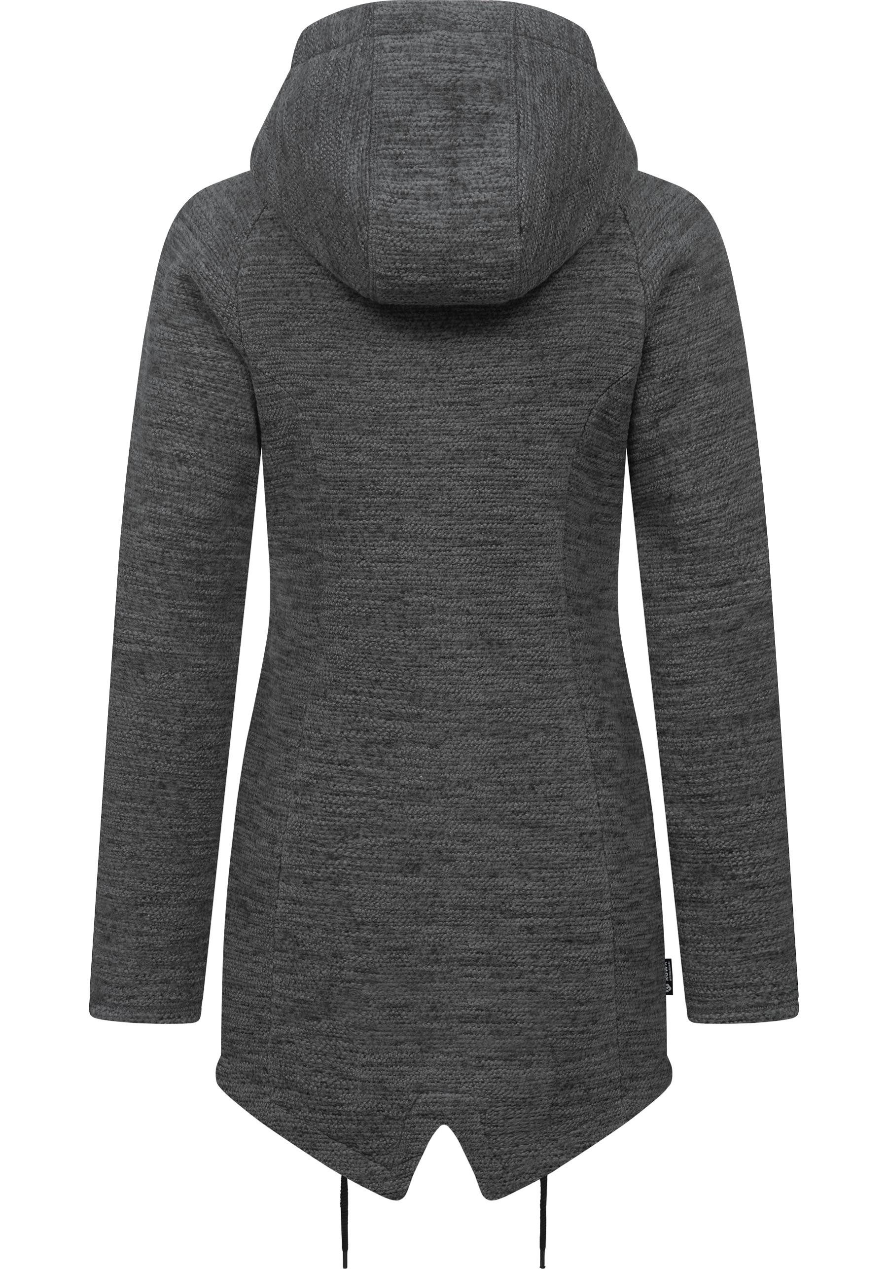 Ragwear Kapuzenstrickjacke Wingi Melange Sportliche Kapuzenjacke mit Teddy-Kunstfell