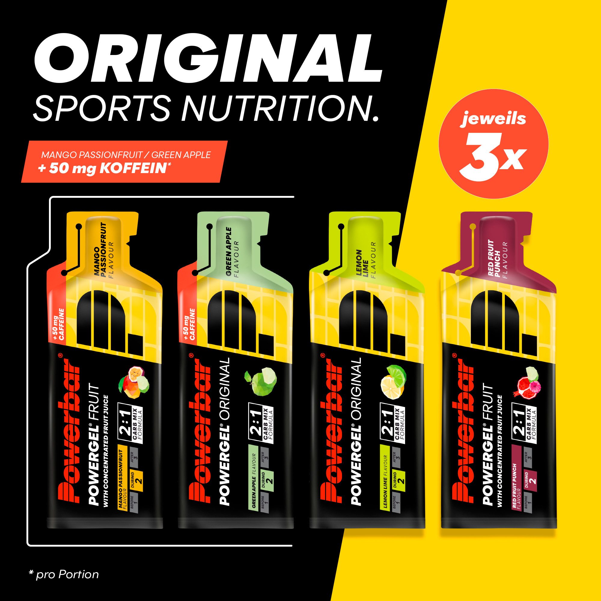 PowerBar High Carb Energie Gele PowerGel Multiflavour Box 12x 41g Gel, 12 er Multiflavour Pack à 12 St., Multiflavour Pack