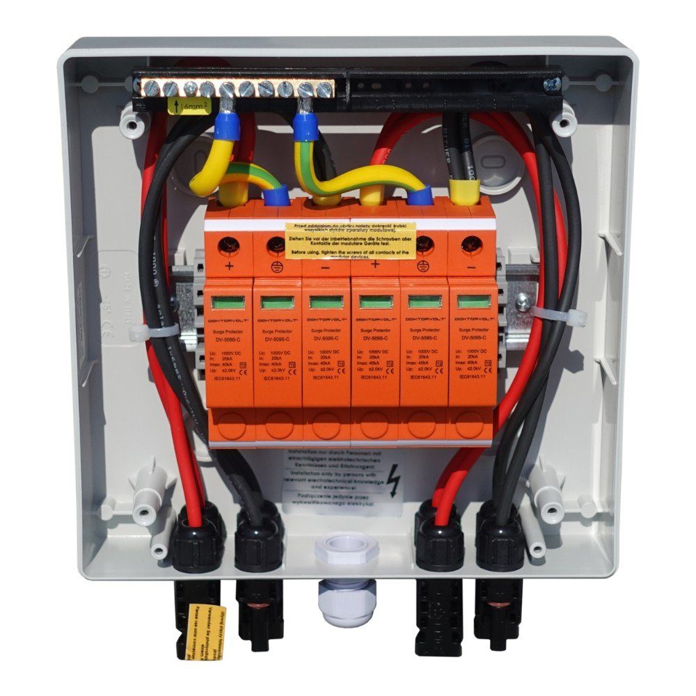 Doktorvolt Verteilerbox Anschlusskasten Photovoltaik 1000V DC 2-String Überspannungsschutz PV