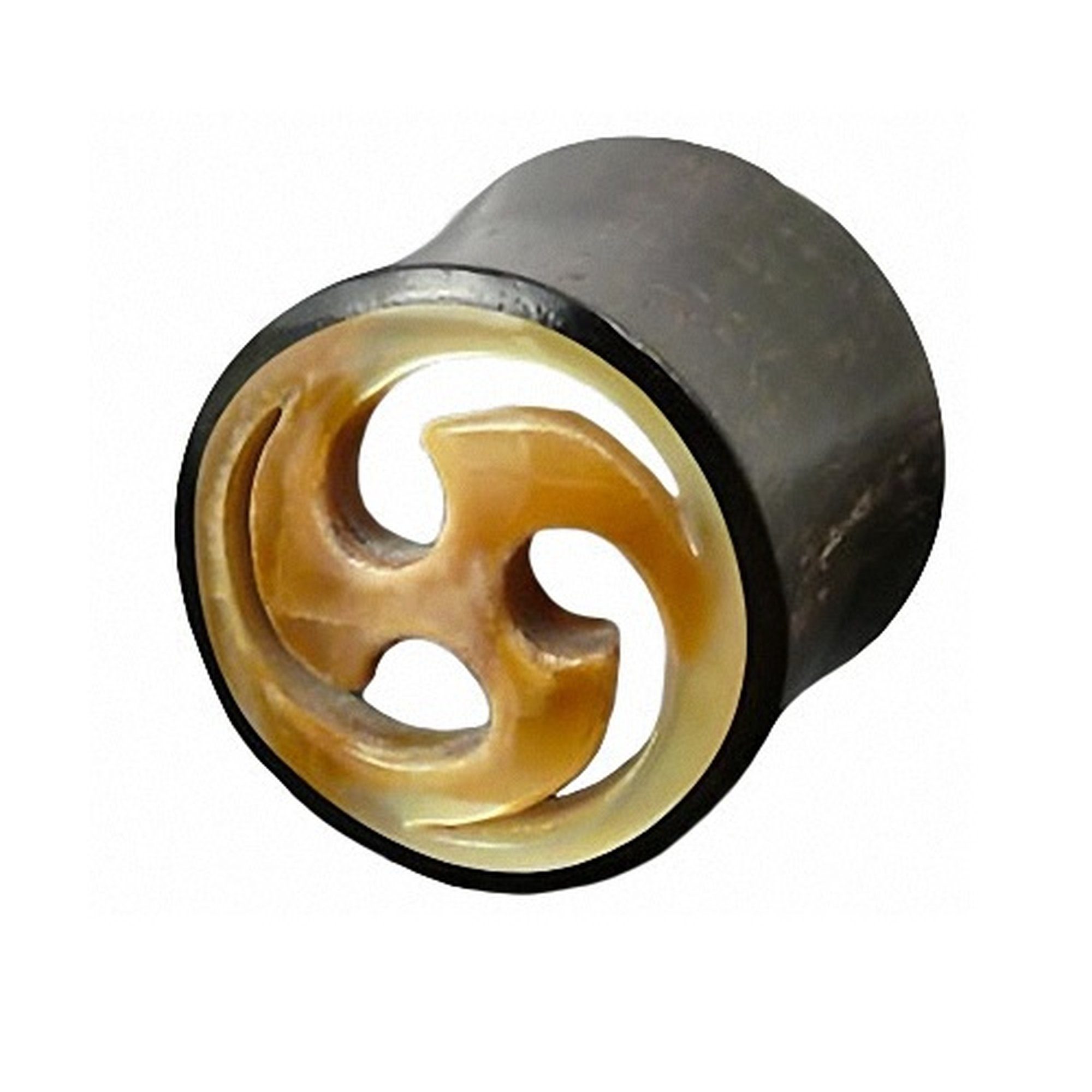 Plug Piercing Schmuck Horn Braun Knochen Blade Inlay