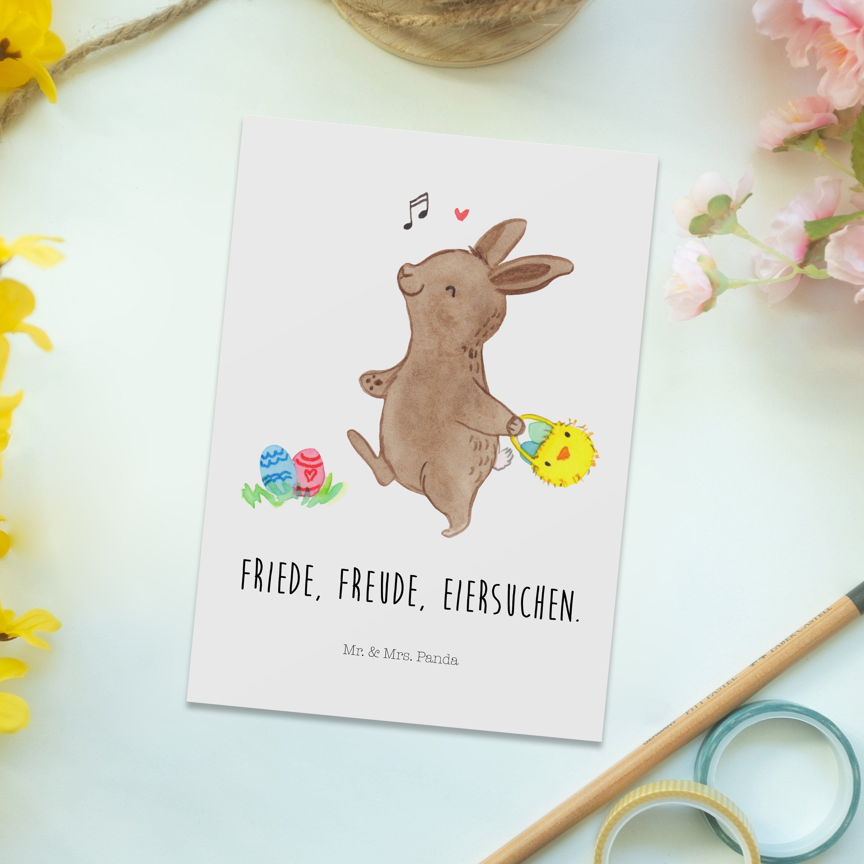 - Ostern Mr. Eiersuche Weiß Mrs. Ostergeschenke, Hase Geschenk, Panda Dankeskarte, & Postkarte -